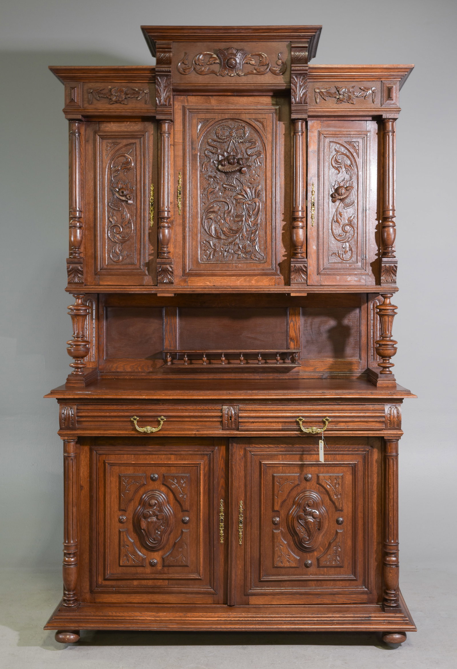 Renaissance Style Carved Walnut Double Buffet (1 of 11)