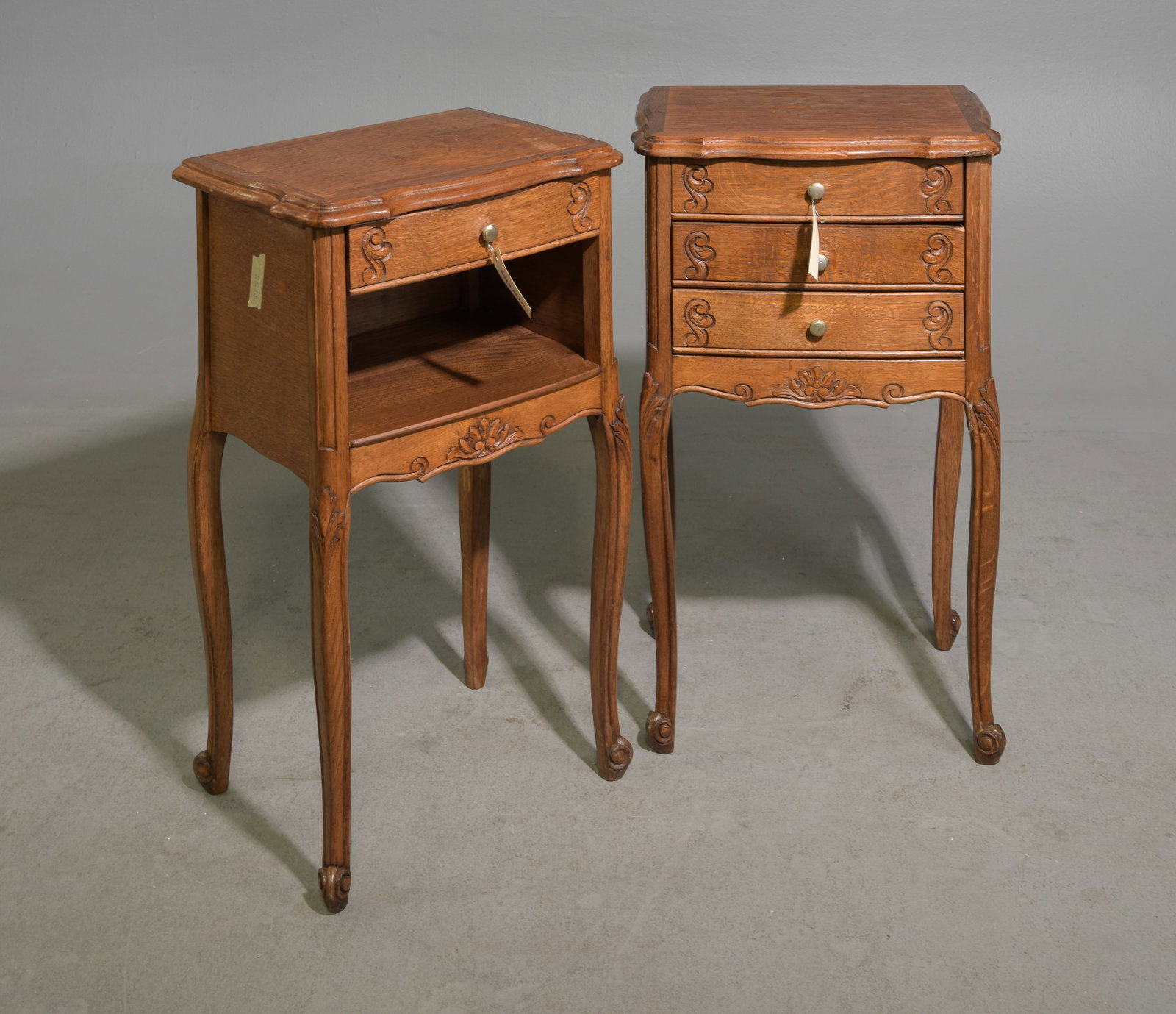 Louis XV Style Pair of Oak Chests / Side Tables: French Louis XV Style Pair of Oak Chests / Side Tables / Nightstands - 30 in tall x 17 x 12 each