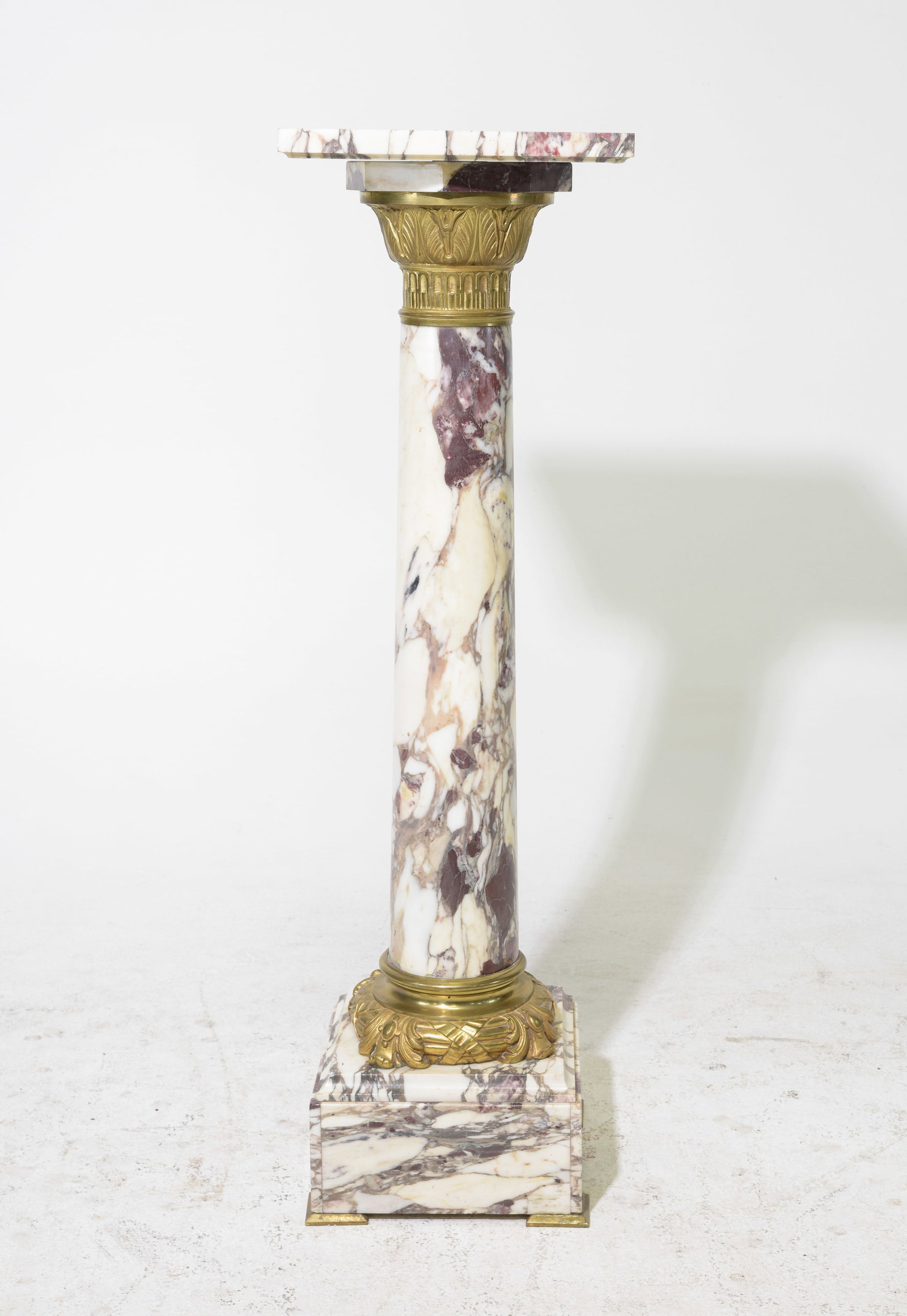 Italian Style Marble Pedestal with Gilded Metal Accents (1 of 3)
