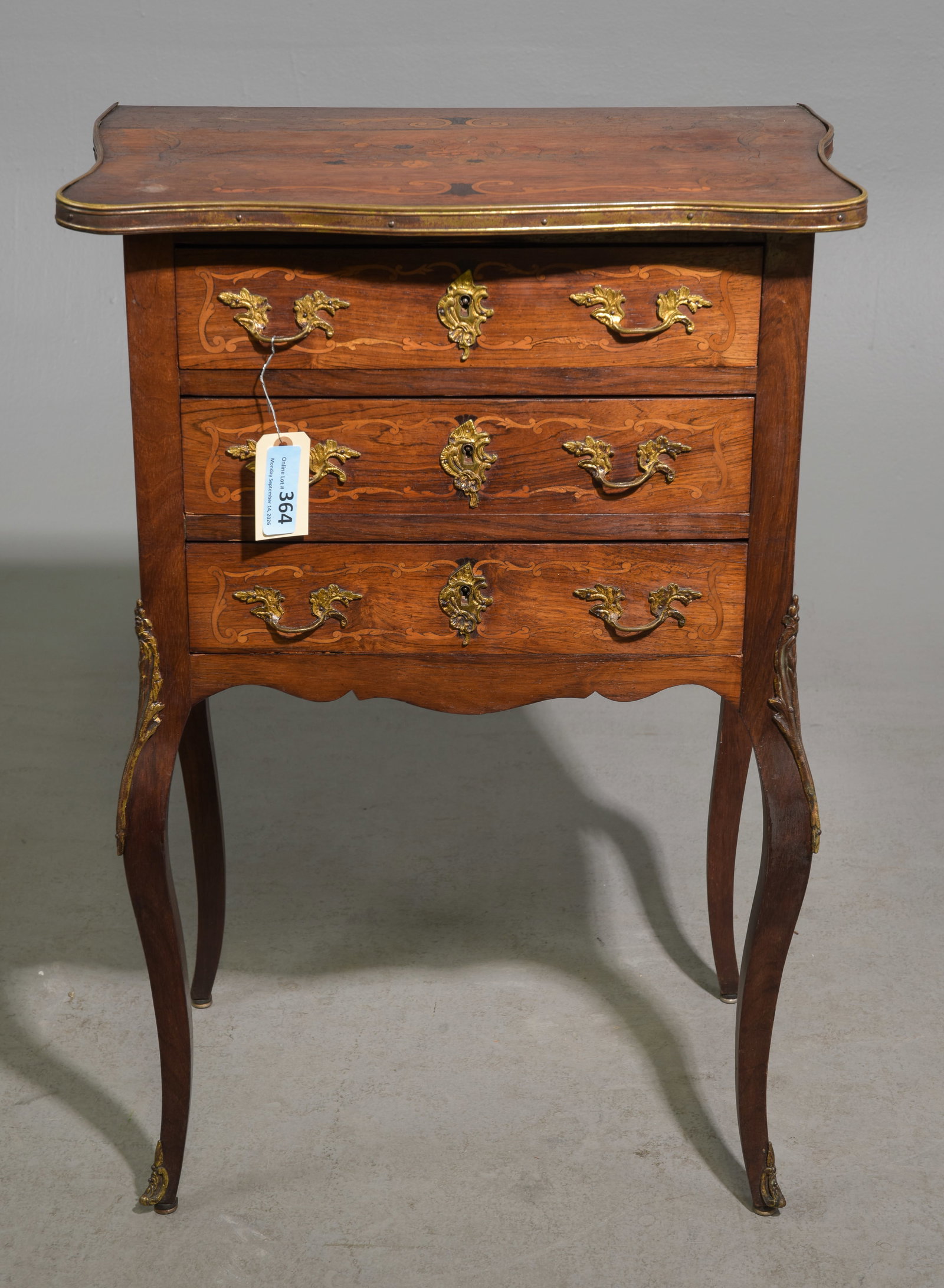 Louis XVI Style Marquetry Inlaid Chest: French Louis XVI Style Marquetry Inlaid Chest - 33 in tall x 22.5 x 15