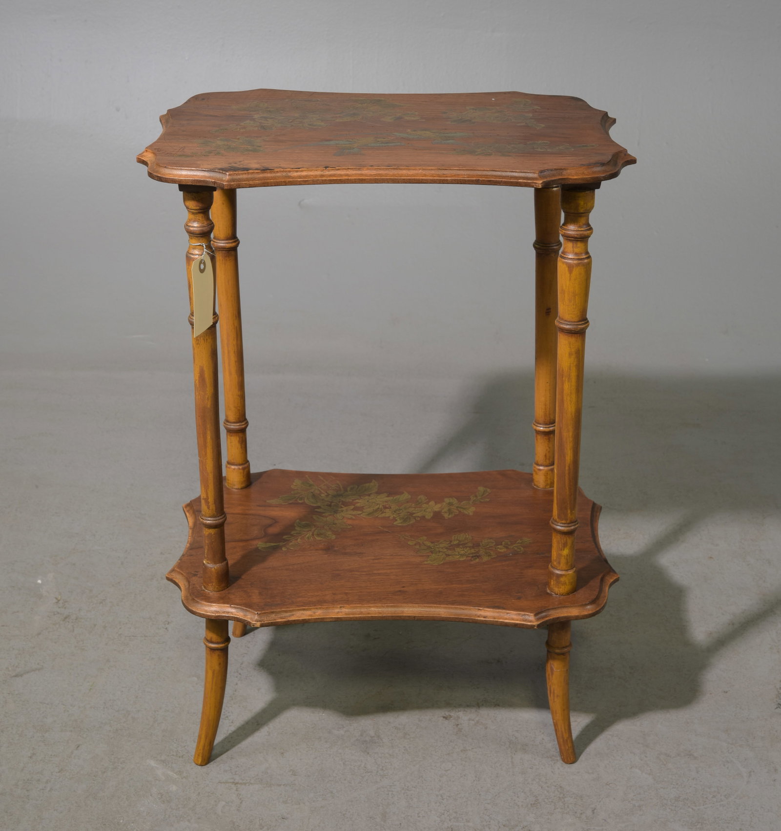 French Floral Decorated Two Tier Occasional Table (1 of 4)