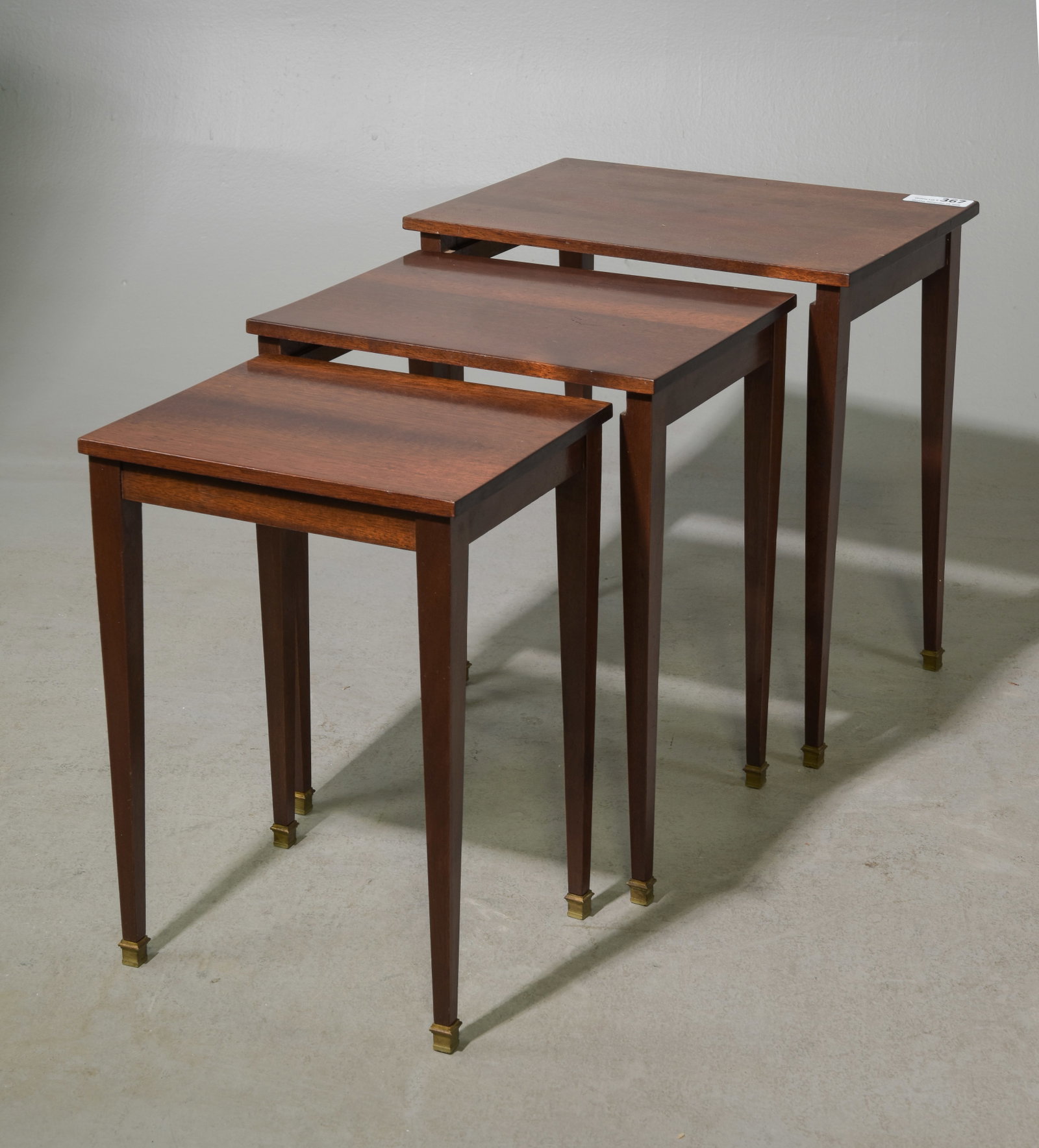 Louis XVI Style Nest of Three Mahogany Tables (1 of 4)
