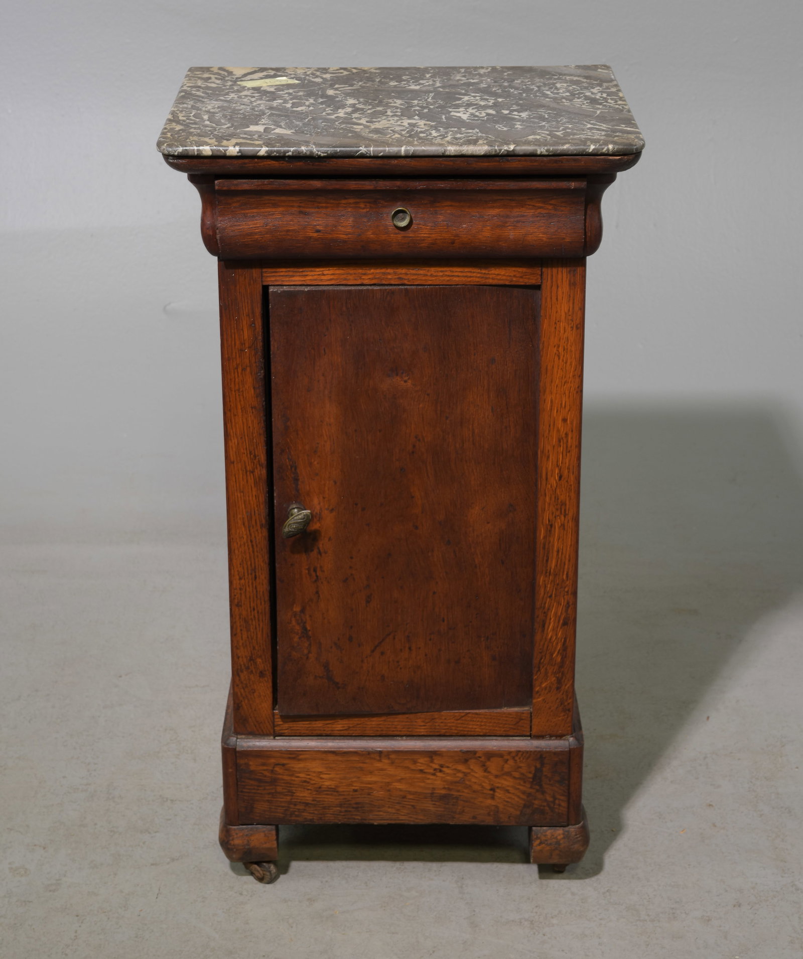 Louis Philippe Style Marble Top Nightstand: French Louis Philippe Style Marble Top Nightstand / Occasional Cabinet -