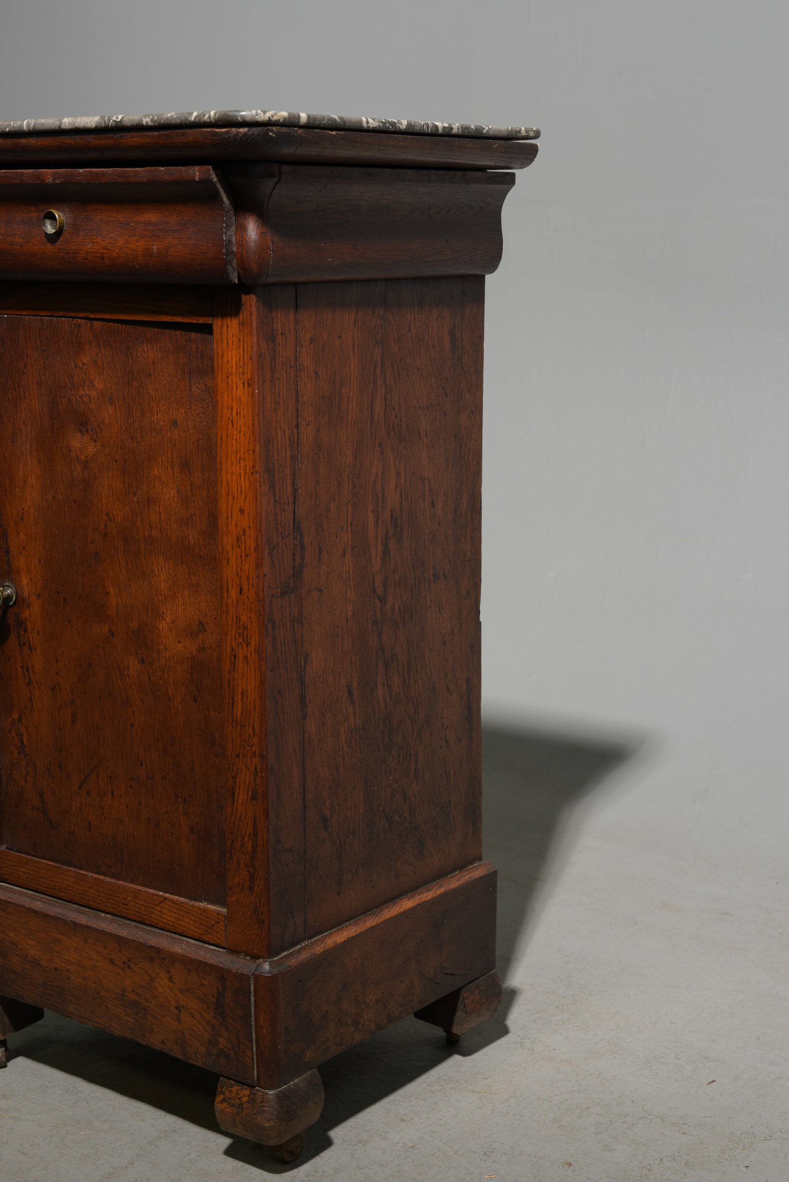 Louis Philippe Style Marble Top Nightstand - 4