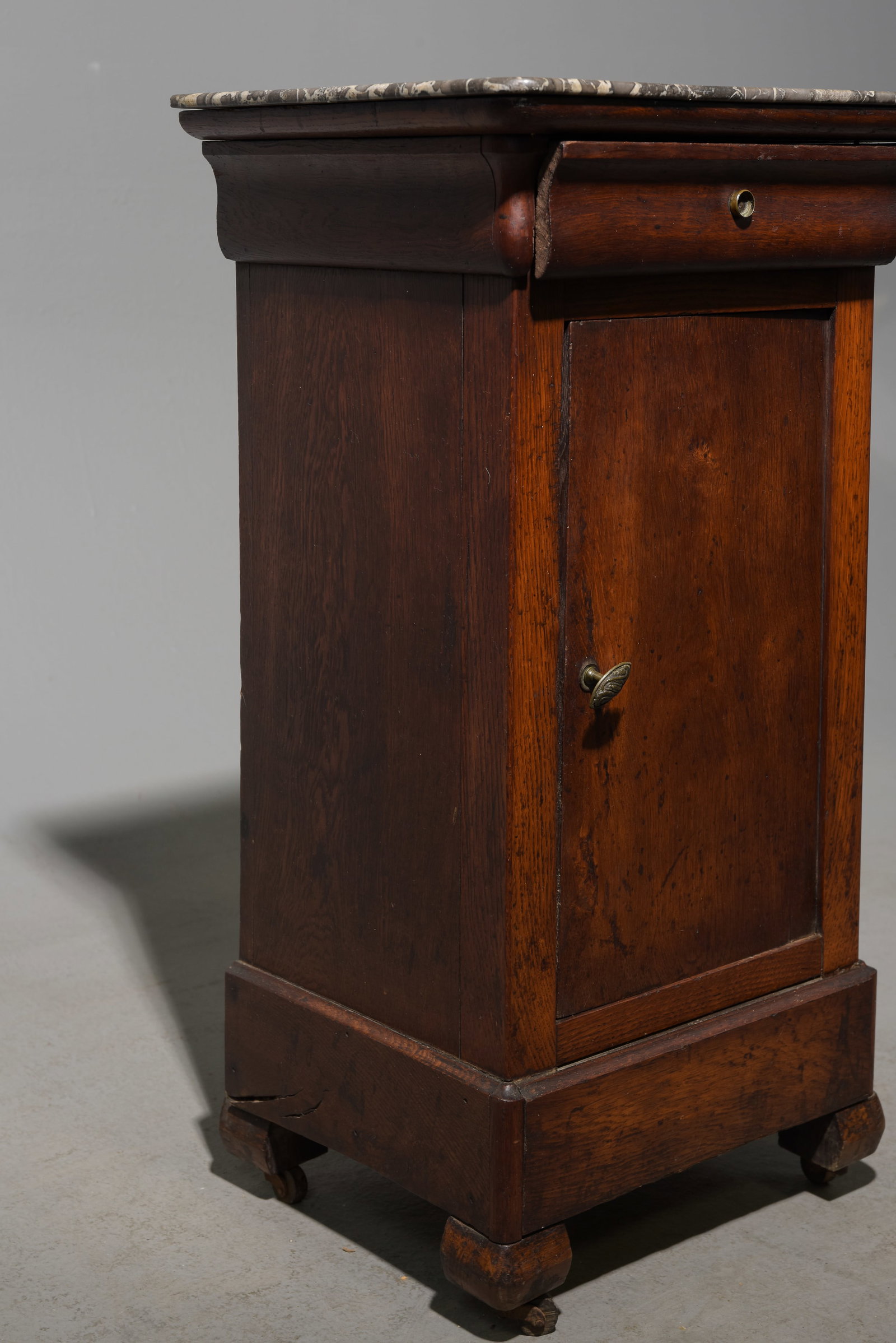 Louis Philippe Style Marble Top Nightstand - 5