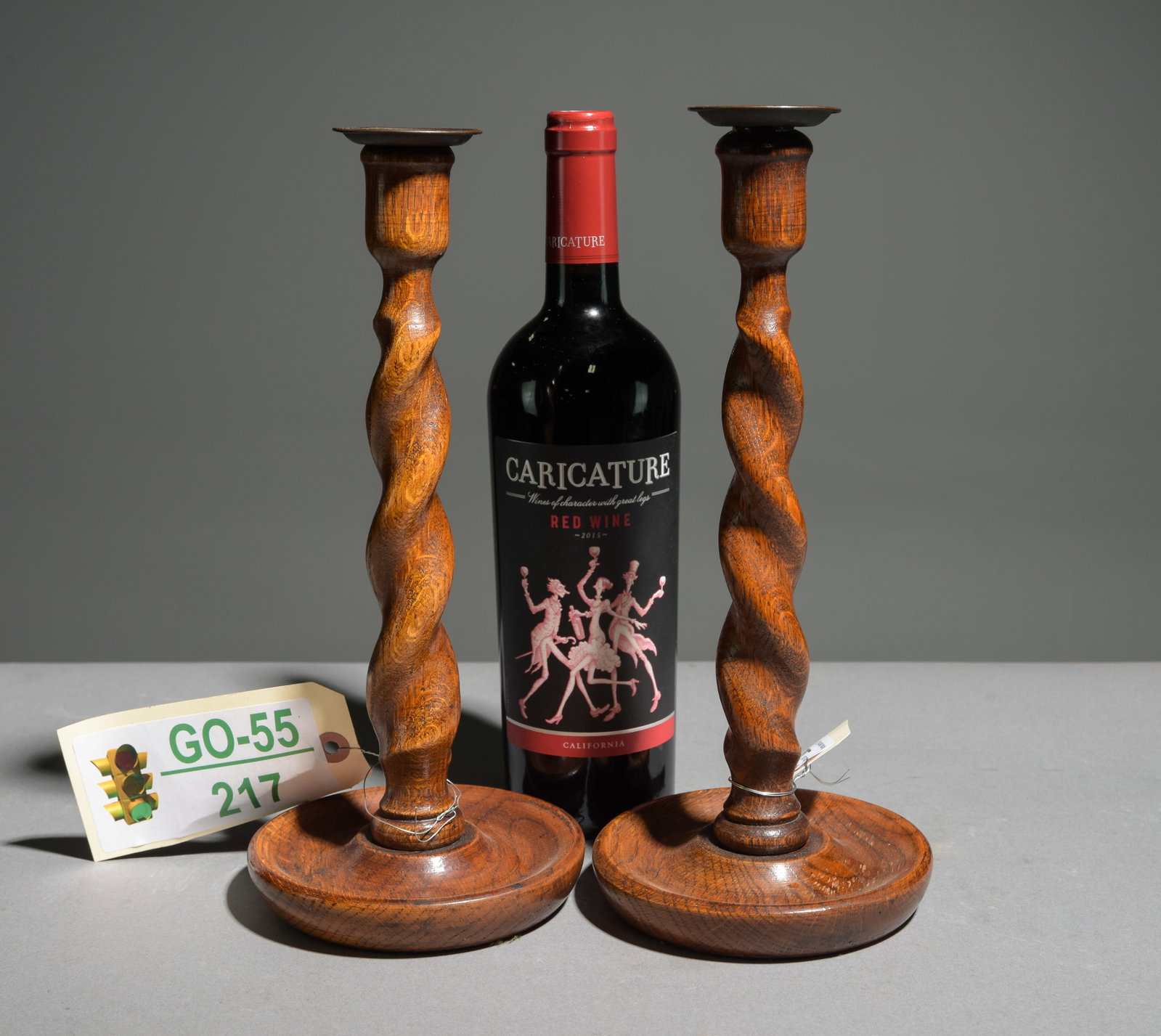 British Oak Barley Twist Pair of Candlesticks #3 (1 of 3)