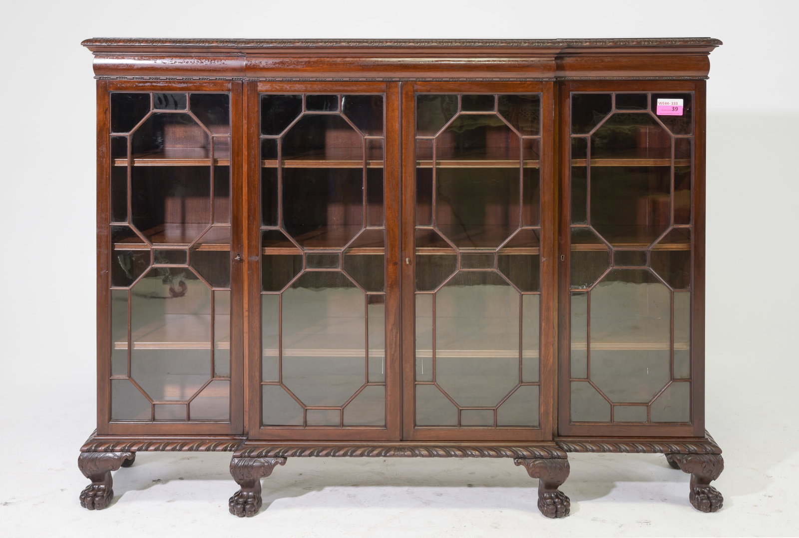 English Mahogany Four Door Paw Foot Bookcase (1 of 5)
