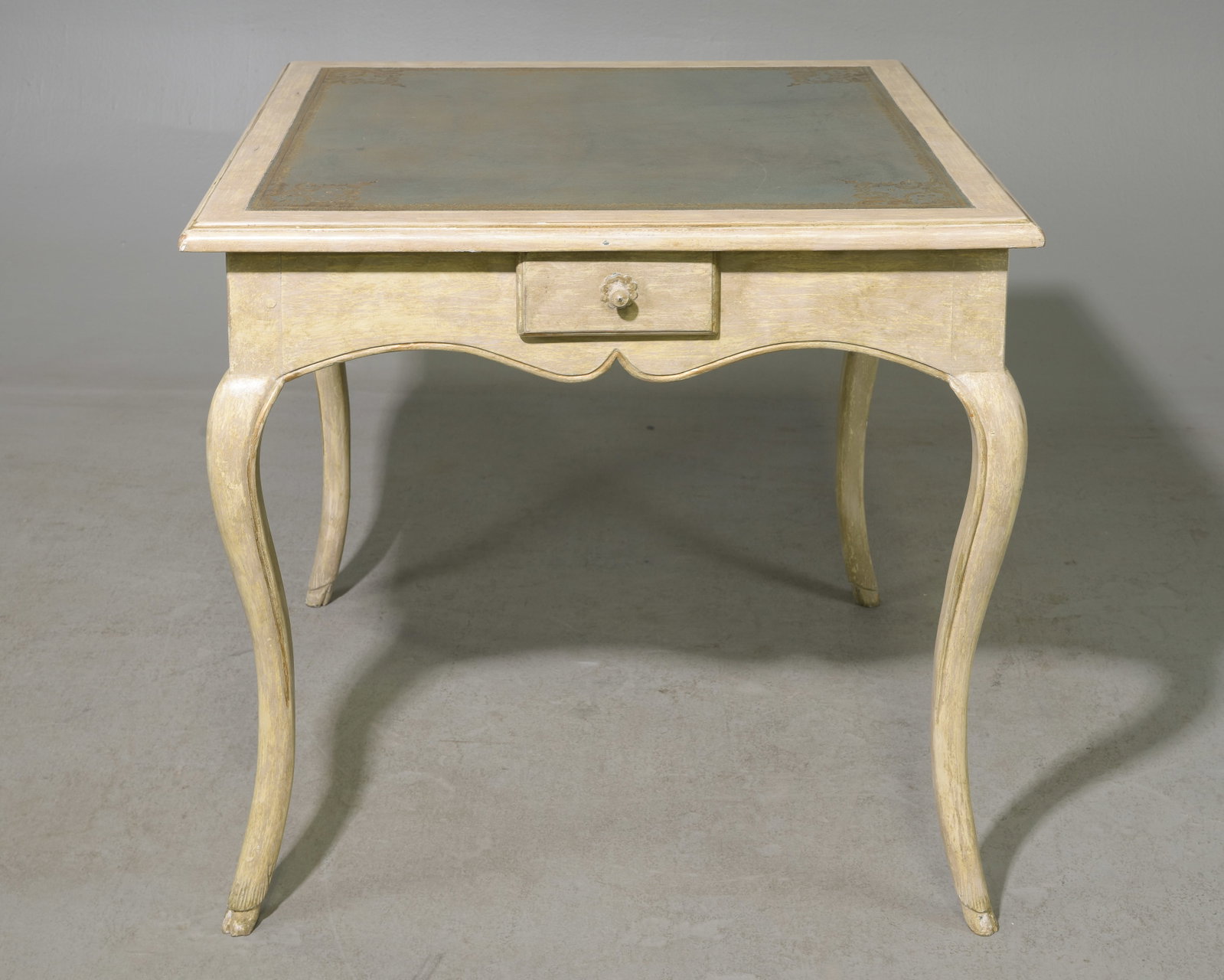 Louis XV Style Leather Top Painted Card Table (1 of 5)