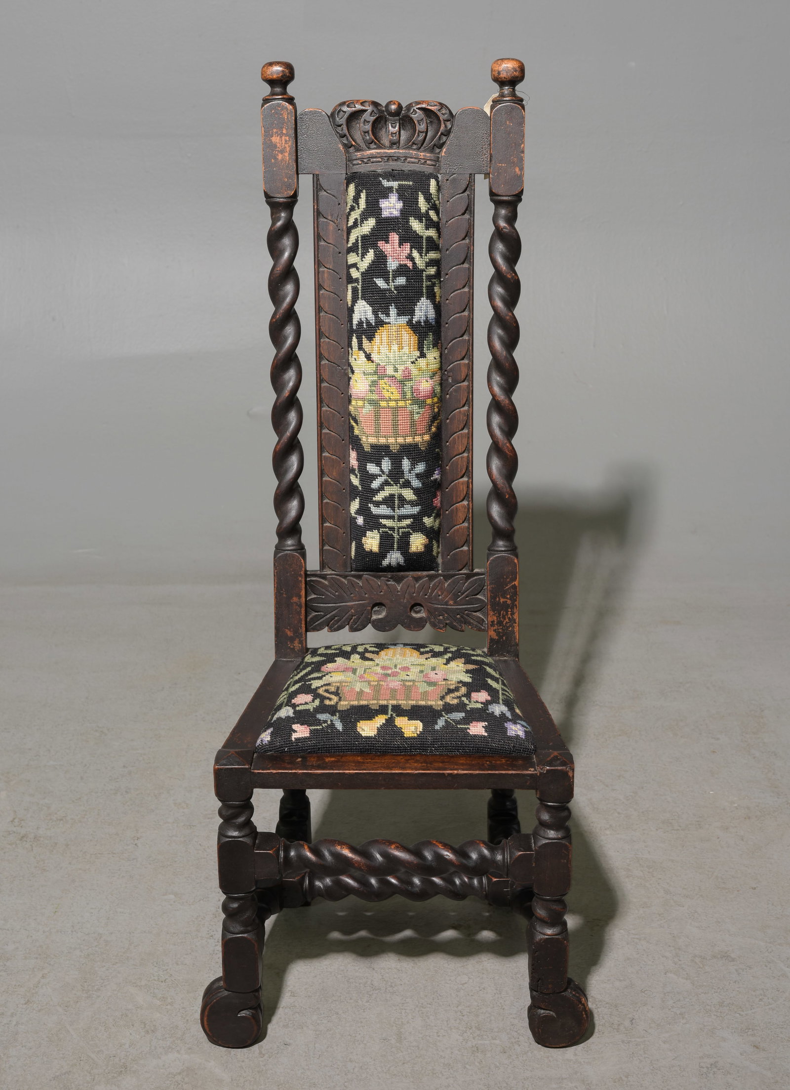 British Oak Barley Twist Needlepoint Chair (1 of 5)
