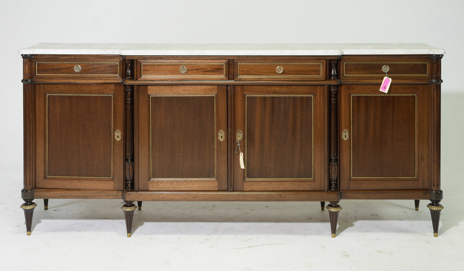 Louis XVI Style White Marble Top Mahogany Sideboard (1 of 10)