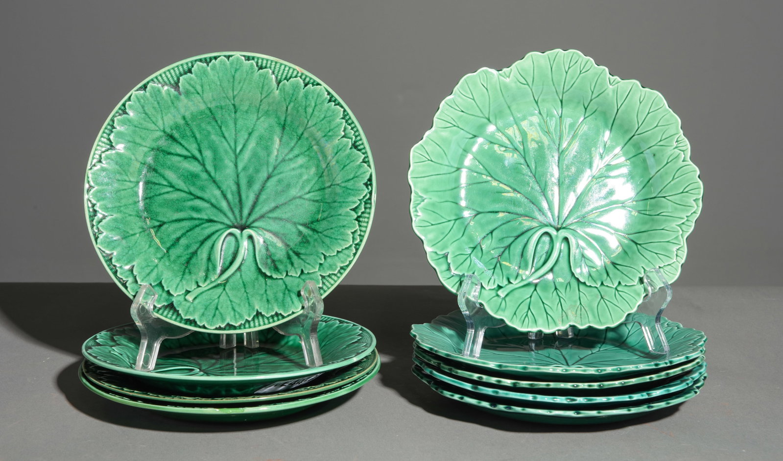 9 Green Majolica Plates (1 of 6)
