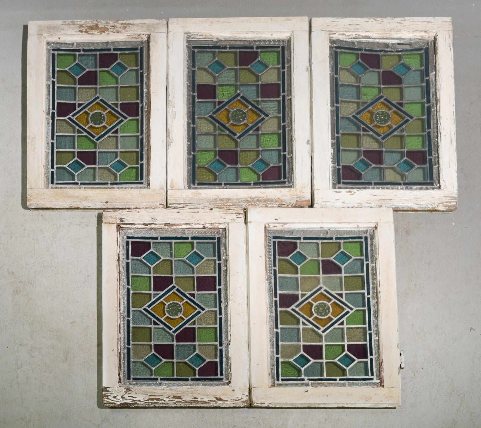 Five British Stained Glass Multi Color Windows (1 of 4)
