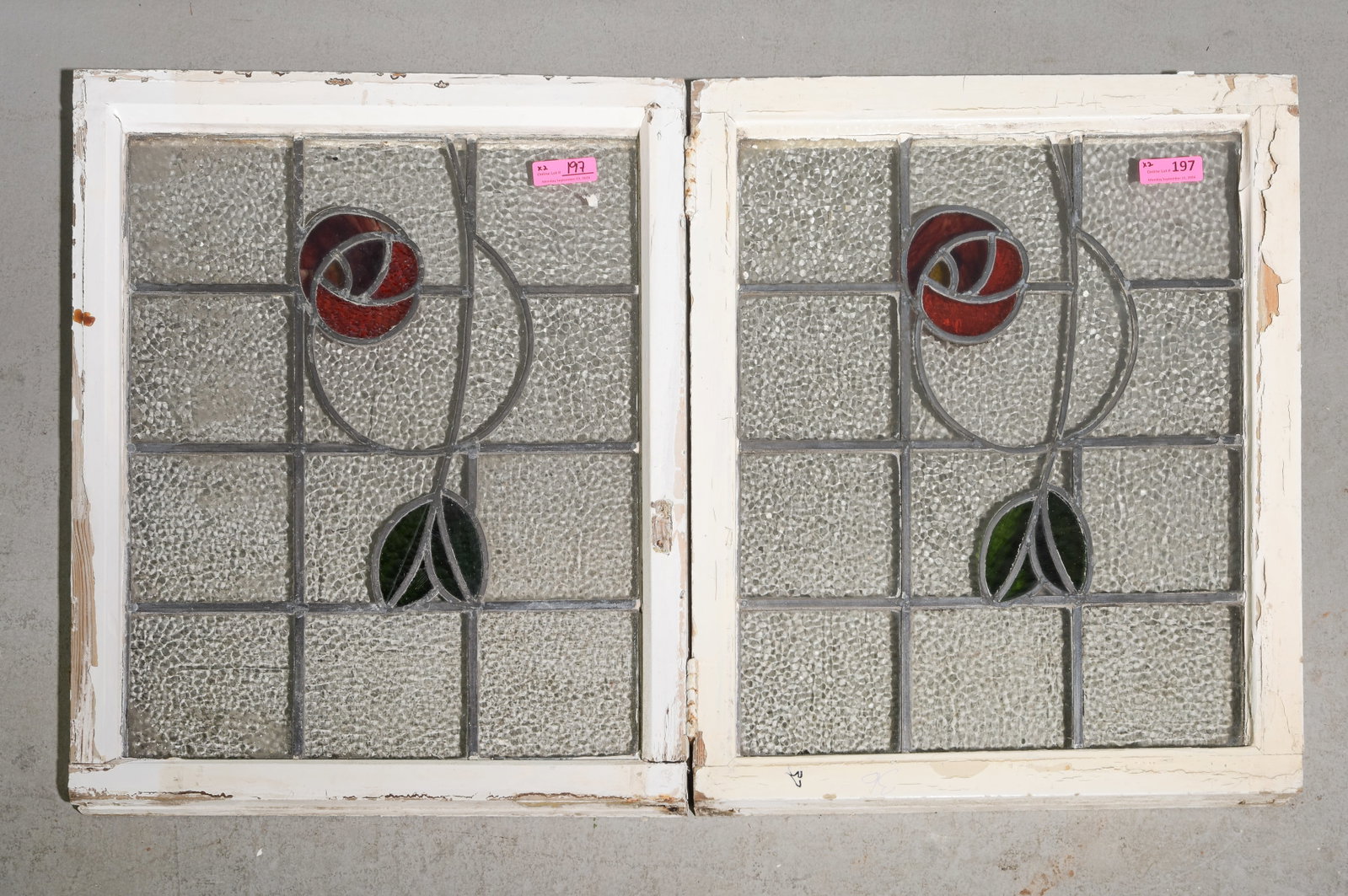 Two British Large Stained Leaded Glass Windows (1 of 5)