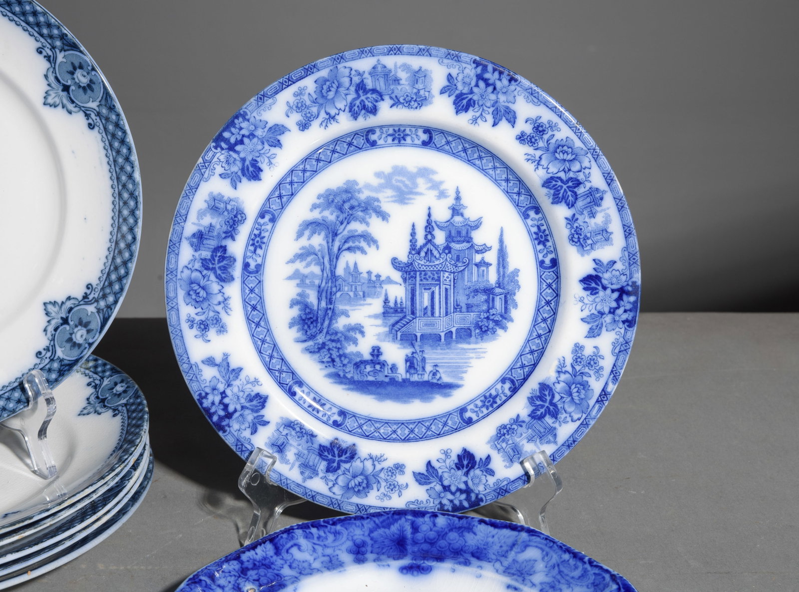 11 Assorted Flo Blue Plates - 3