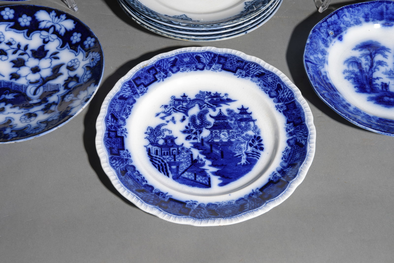 11 Assorted Flo Blue Plates - 4
