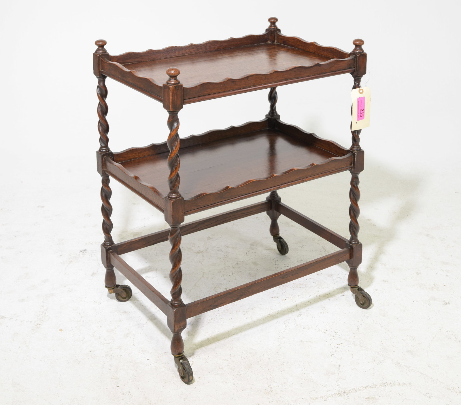 British Oak Barley Twist Two Tier Trolley (1 of 3)