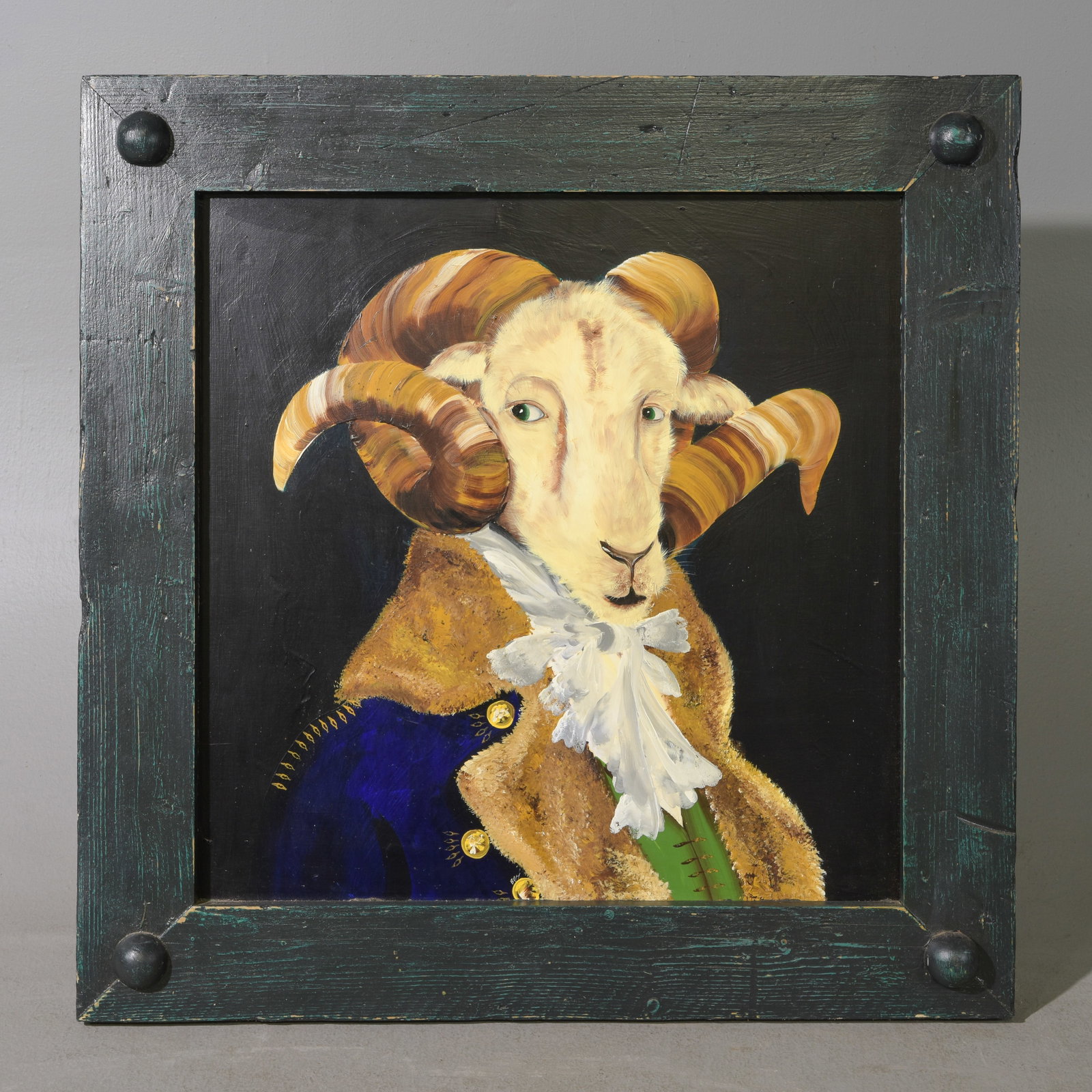 Large Debonair Ram Portrait on Board: Large Debonair Ram Portrait on Board - 39.75 in tall x 40 x 1.5