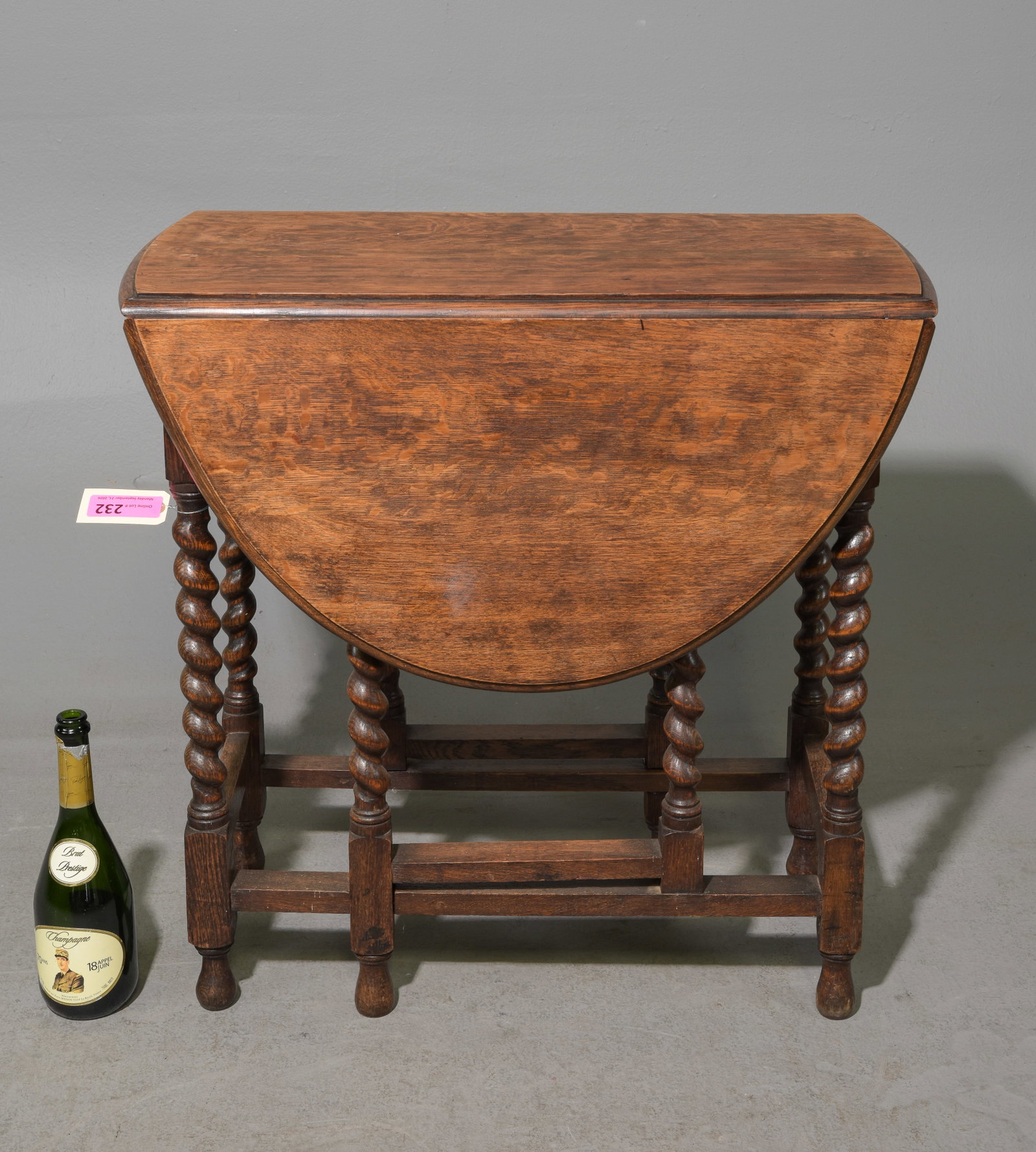 British Oak Barley Twist Drop Leaf Table: British Oak Barley Twist Drop Leaf Table - 28.5 in tall x 29.25 x 14.25, Leaves add an additional 14 inches each