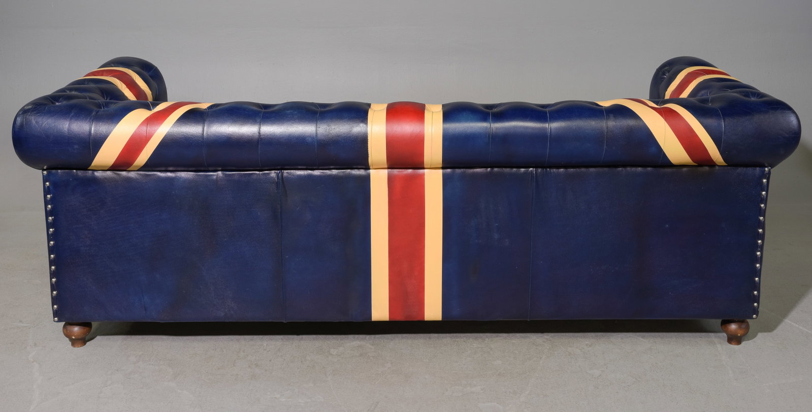Union Jack Leather Button Tufted Sofa - 6