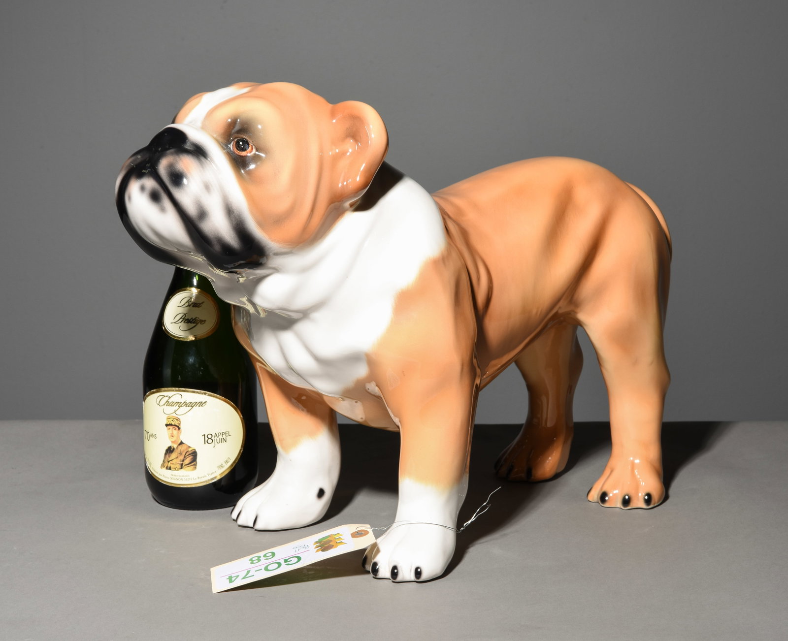 Italian Hand Painted Ceramic Bull Dog #1: Italian Hand Painted Ceramic Bull Dog - 14 in tall x 10 x 20