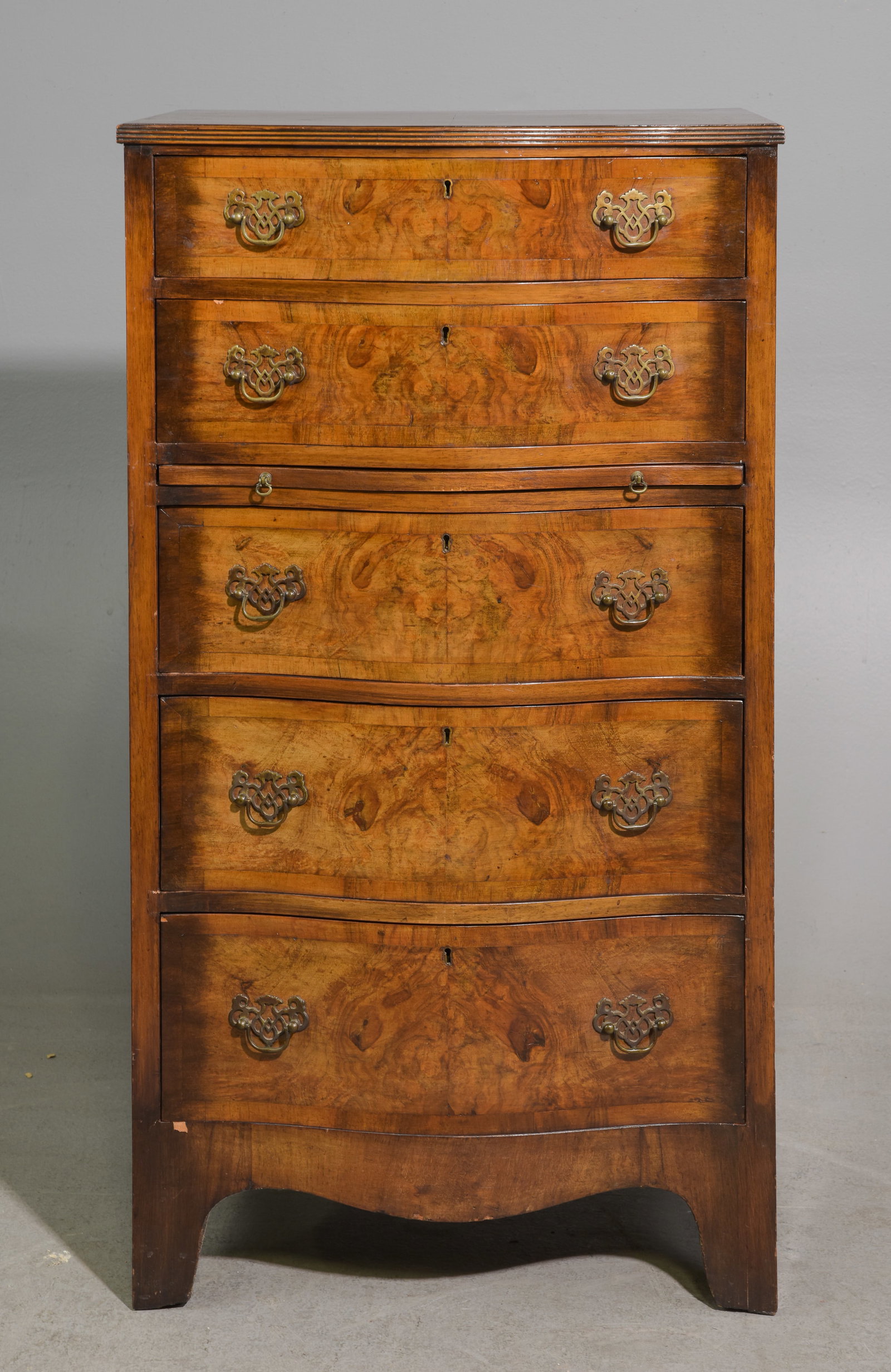 English Walnut Five Drawer Chest with Pull Out (1 of 6)