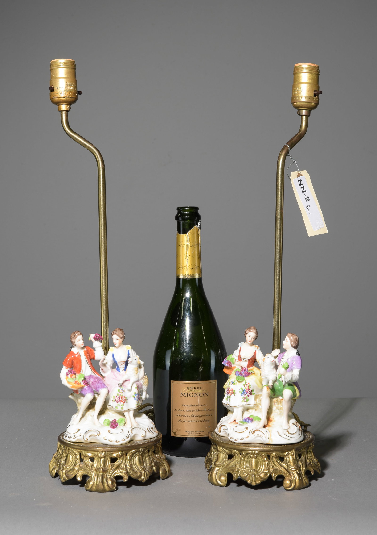 2 Vintage Porcelain & Metal Courting Couple Lamps: 2 Vintage Porcelain & Metal Courting Couple Lamps - 19 in tall x 6 x 6 each