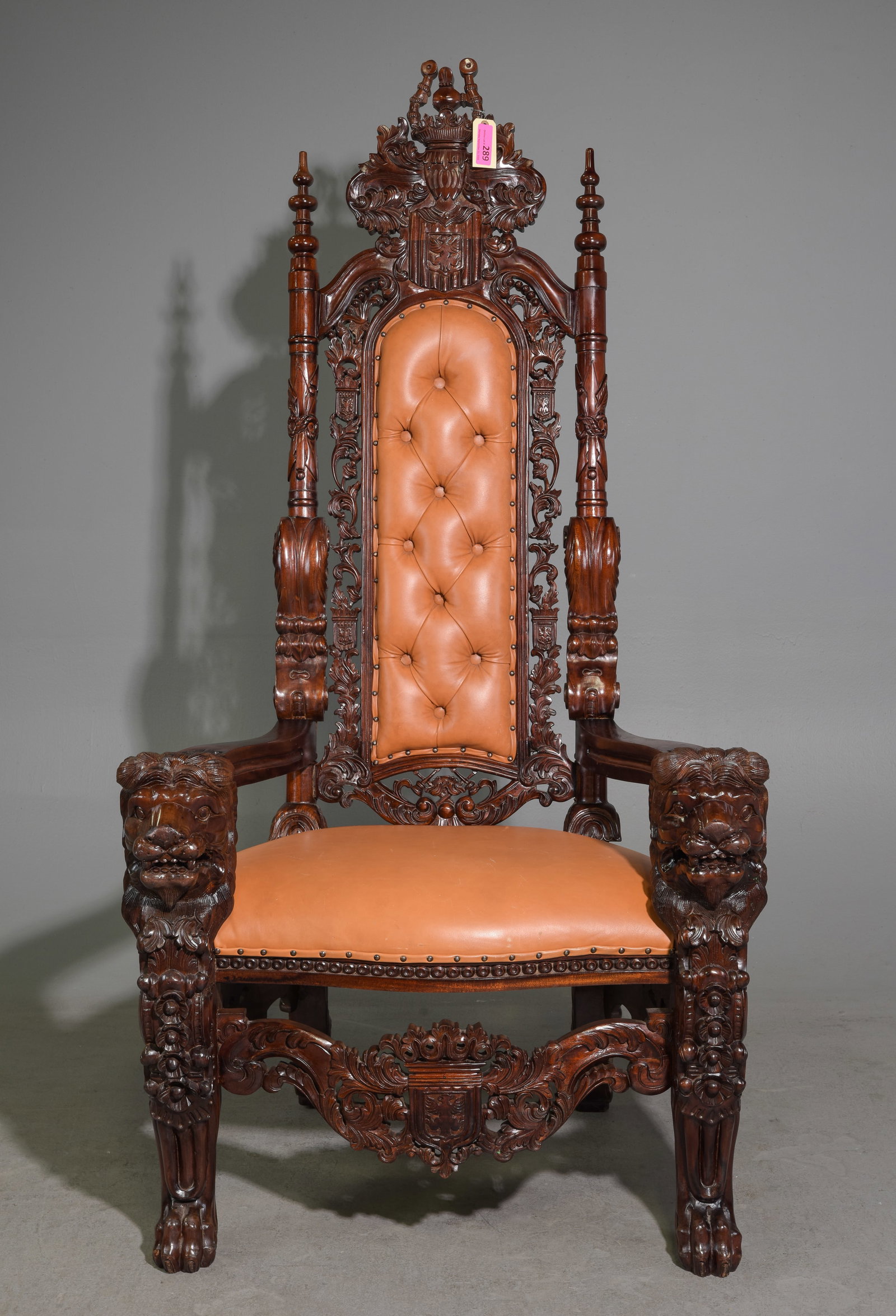 Empire Style Large Lion Head Throne Chair (1 of 7)