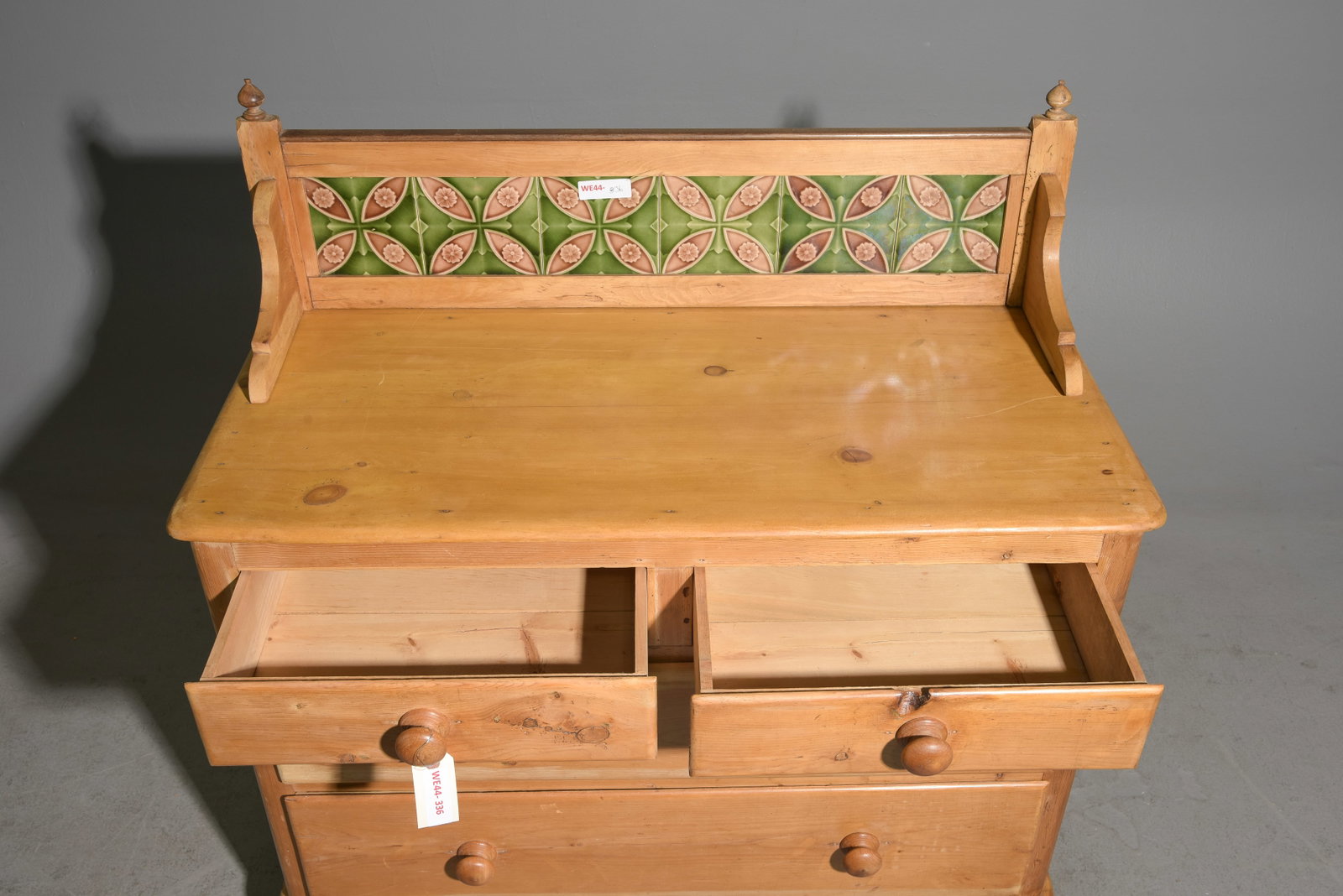 British Pine Tile Back Chest / Washstand - 2