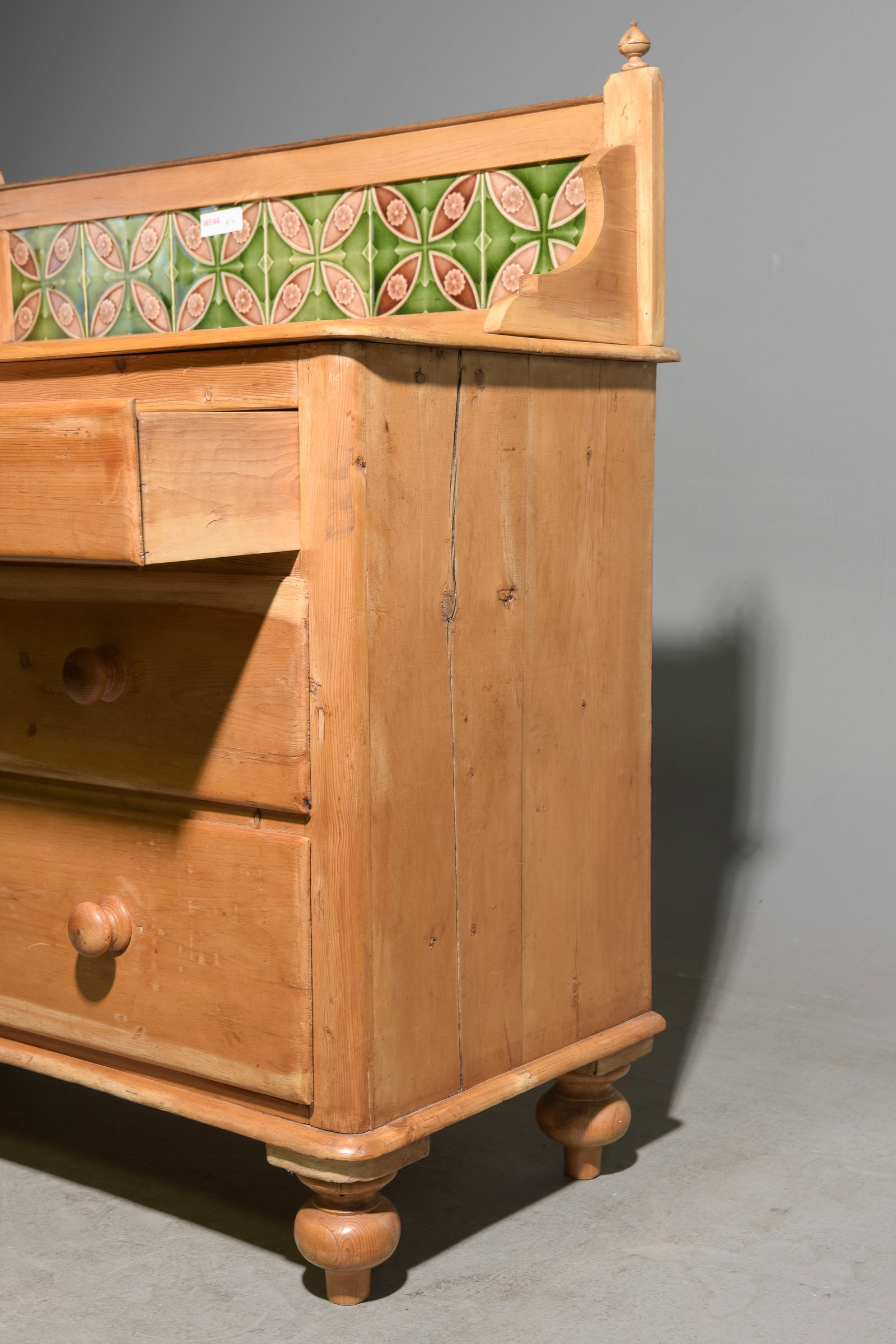 British Pine Tile Back Chest / Washstand - 3