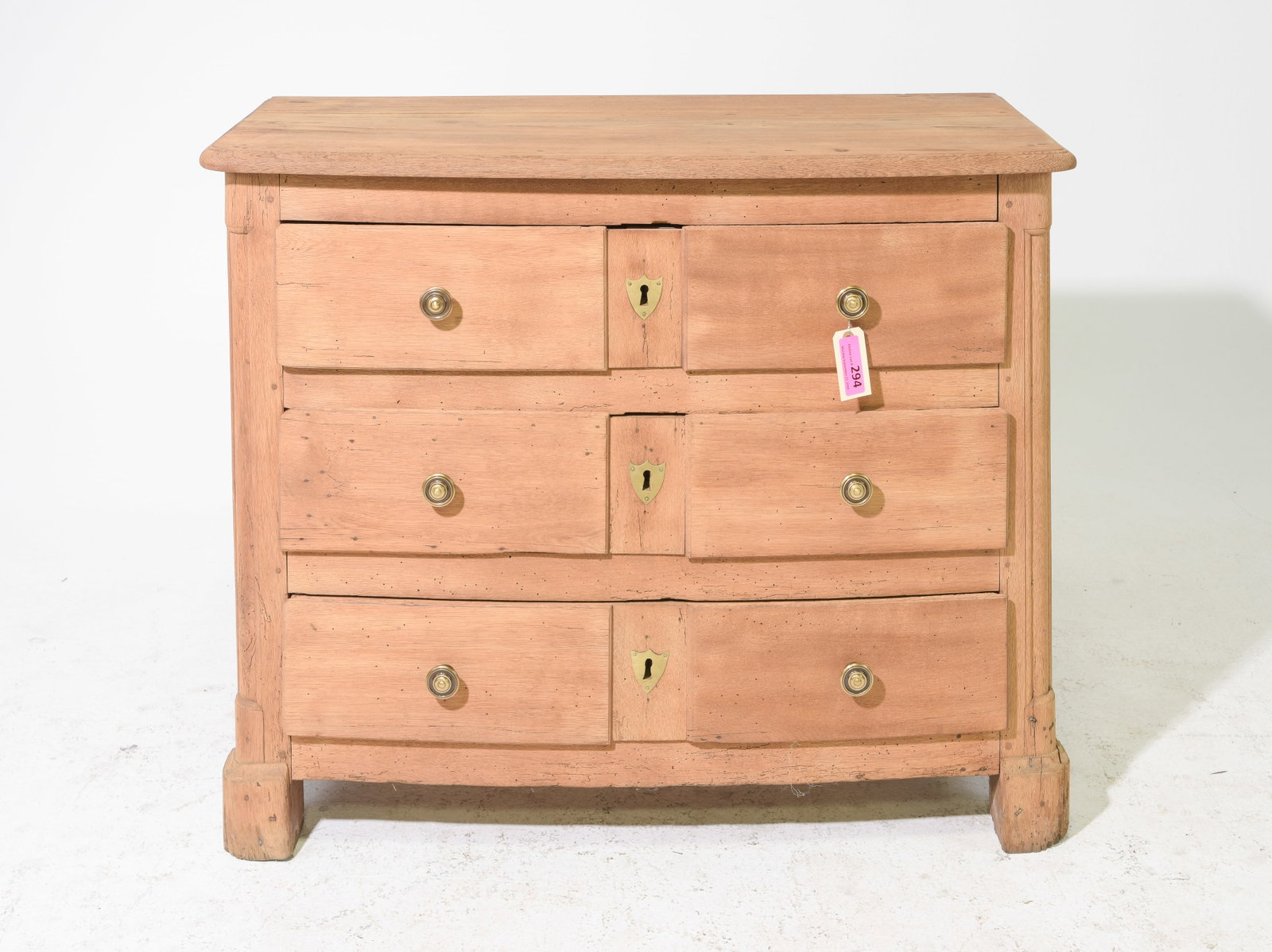 British Antique Bleached Oak Three Drawer Chest: British Antique Bleached Oak Three Drawer Chest - 33 in tall x 41 x 20