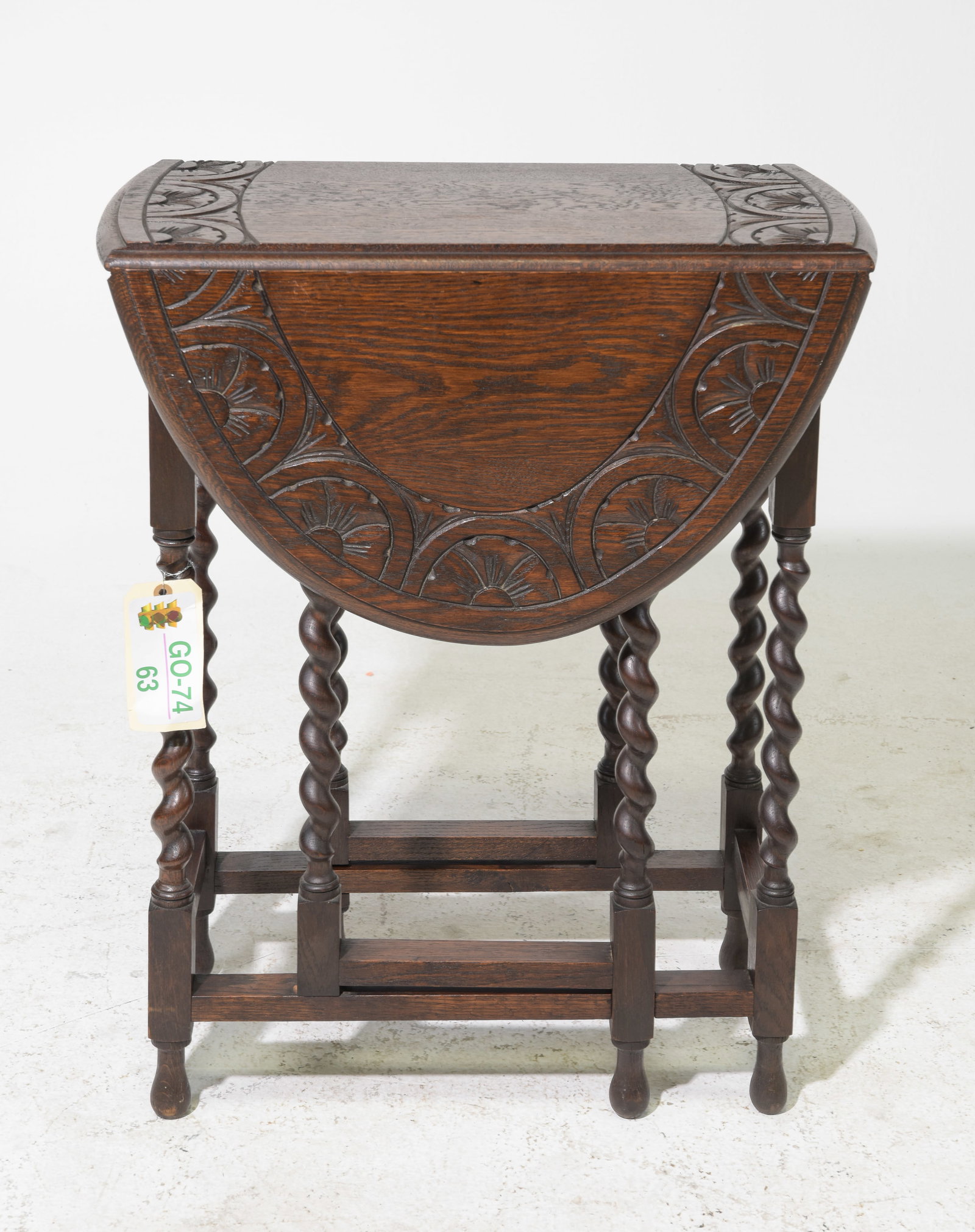 British Carved Oak Barley Twist Drop Leaf Table (1 of 4)