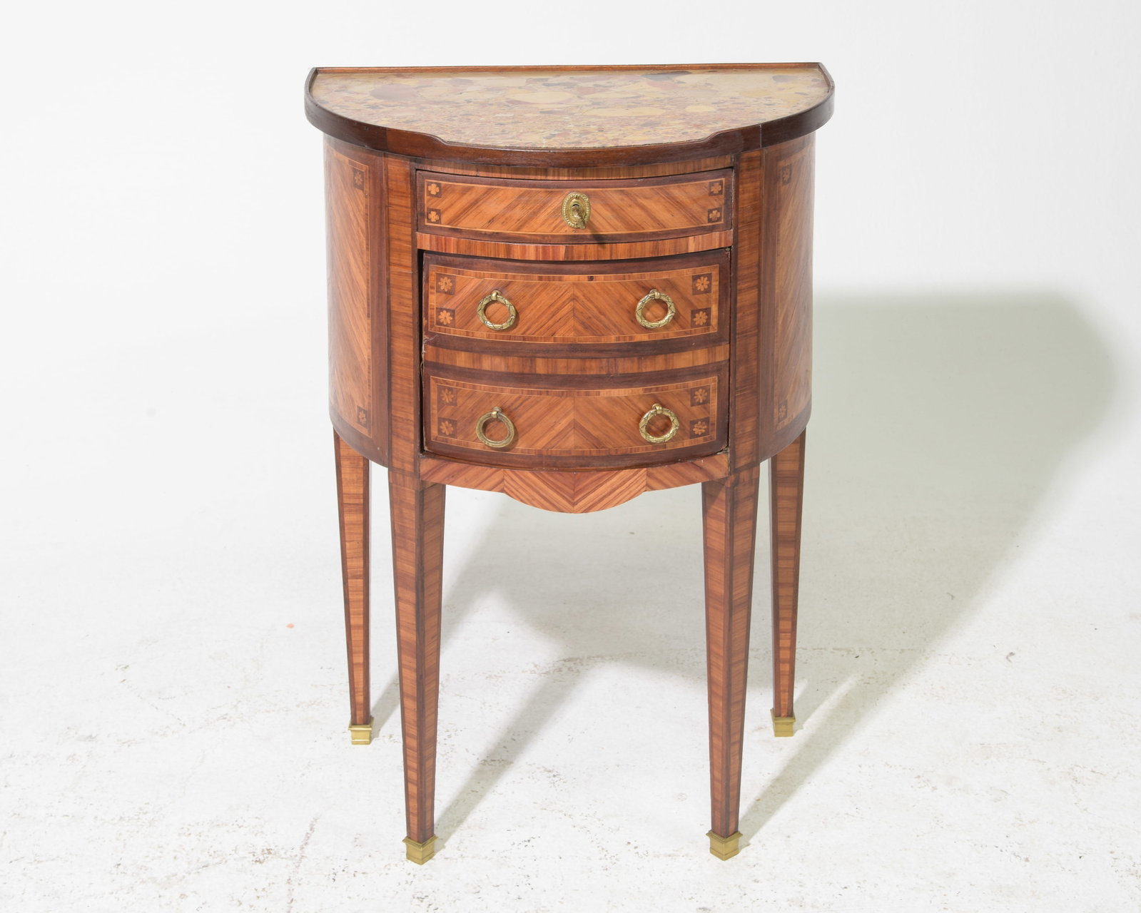 Louis XVI Style Demilune Marble Top Nightstand (1 of 4)