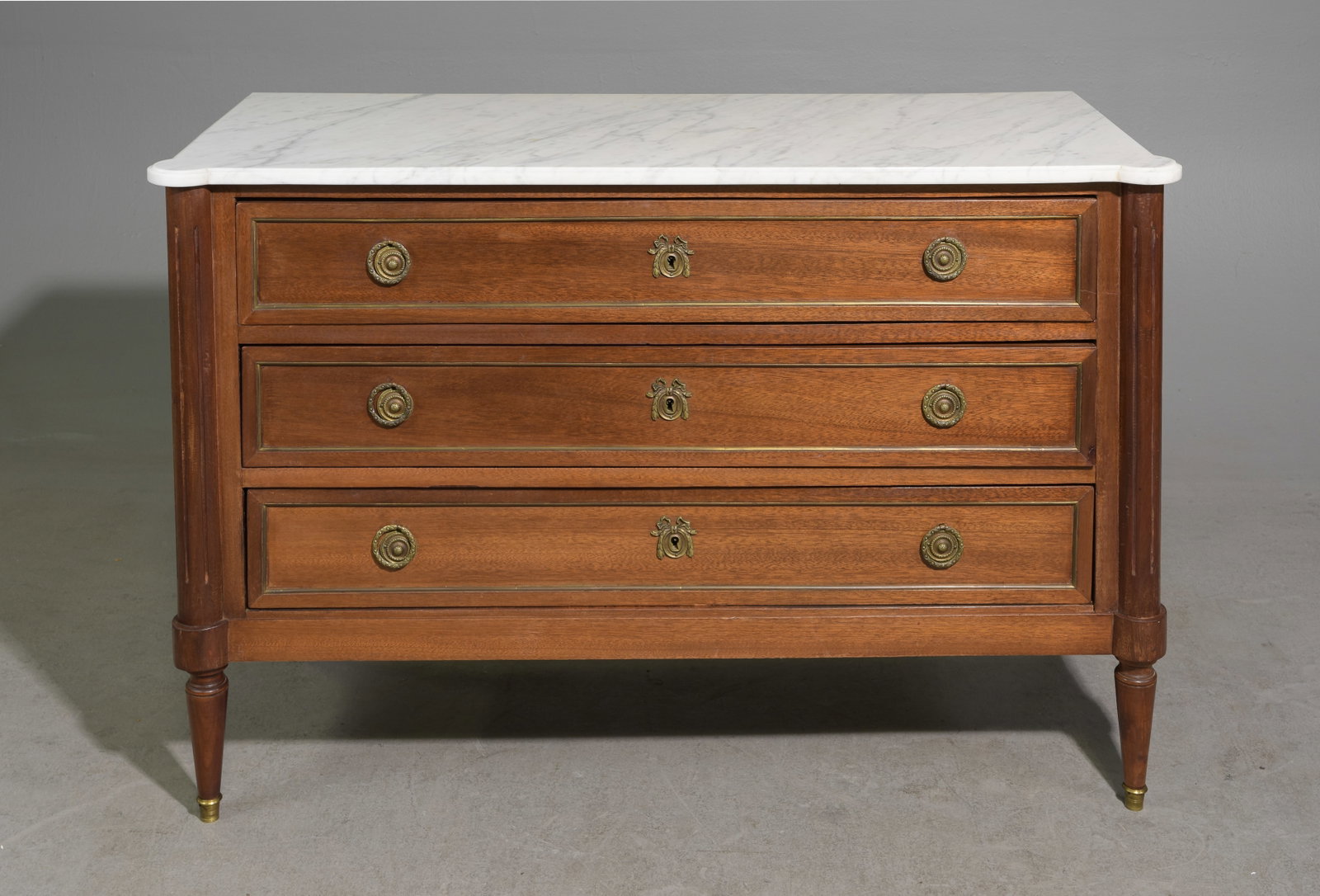 Louis XVI Style White Marble Top Chest (1 of 5)