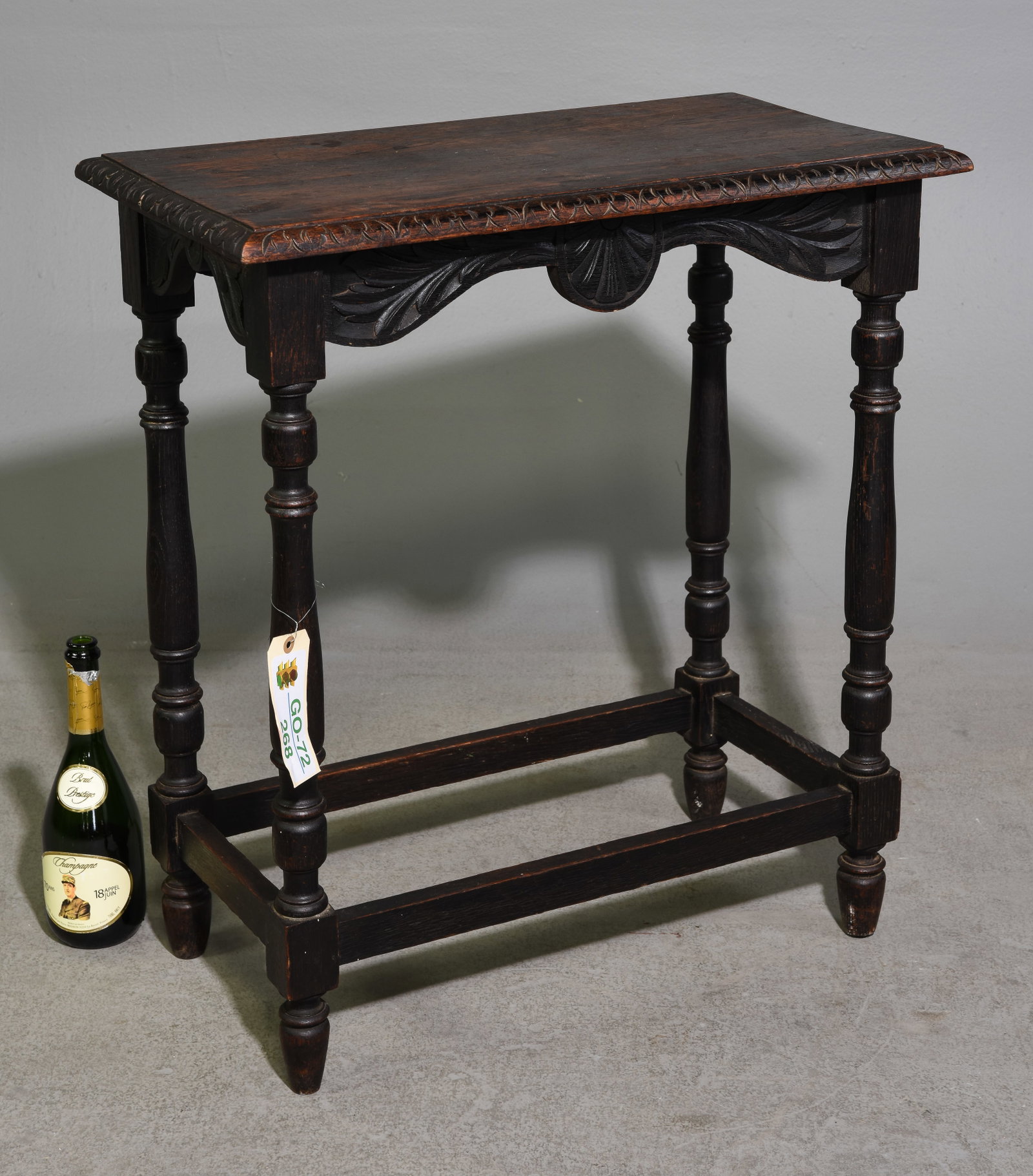 British Carved Oak Rectangular Table c.1920's: British Carved Oak Rectangular Table c.1920's-30's - 30 in tall x 27.5 x 15