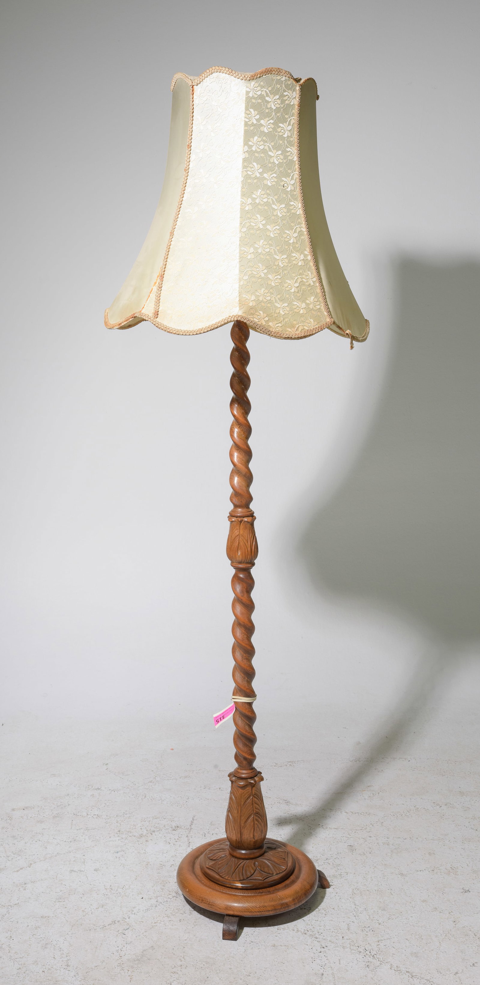 Danish Oak Barley Twist Floor Lamp with Shade (1 of 3)