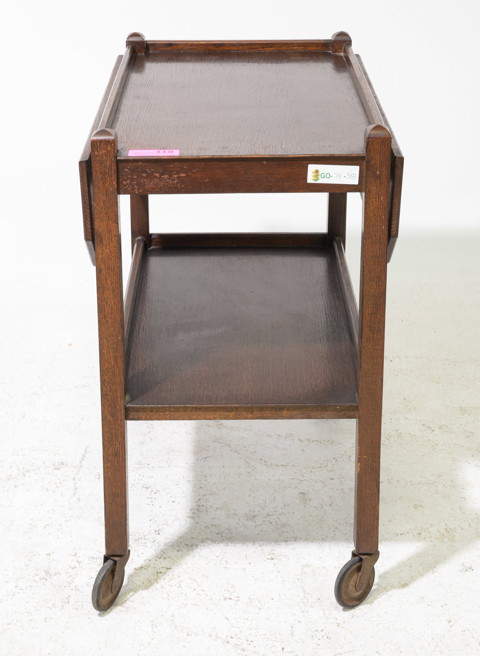 British Oak Drop Sided Two Tier Trolley (1 of 3)