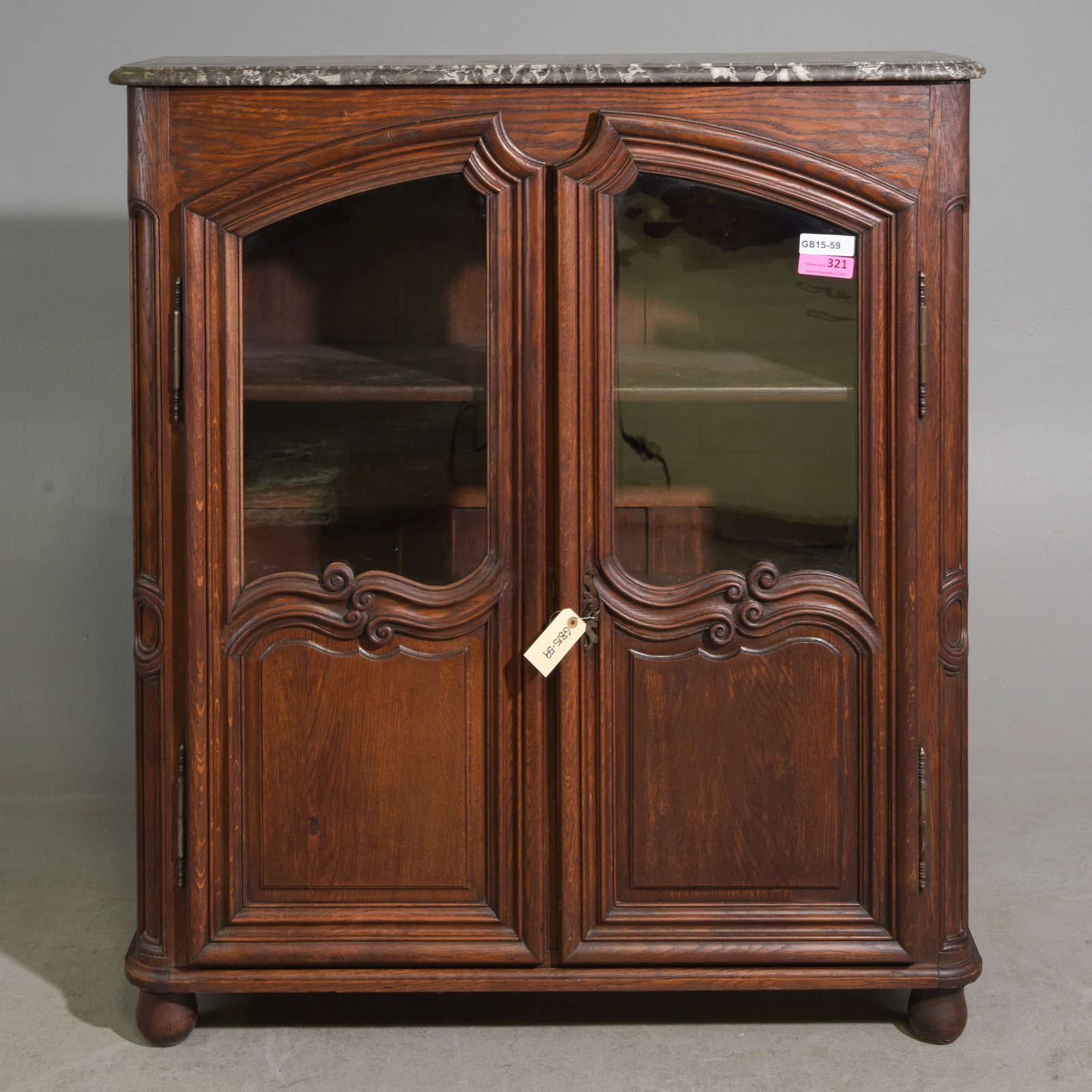 Louis XV Style Grey Marble Top Bookcase / Cabinet (1 of 5)