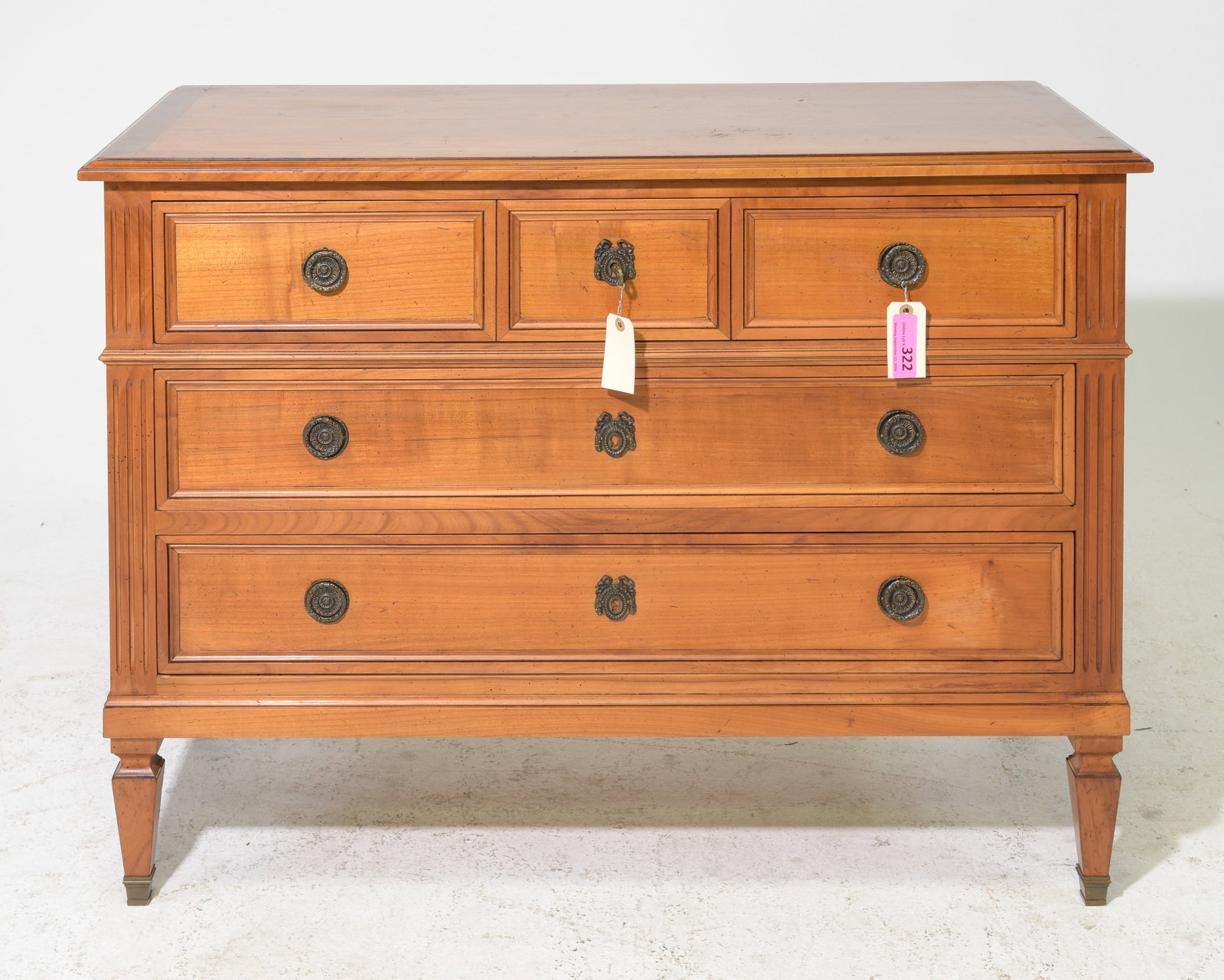 Louis XVI Style Cherry Three Drawer Chest (1 of 5)