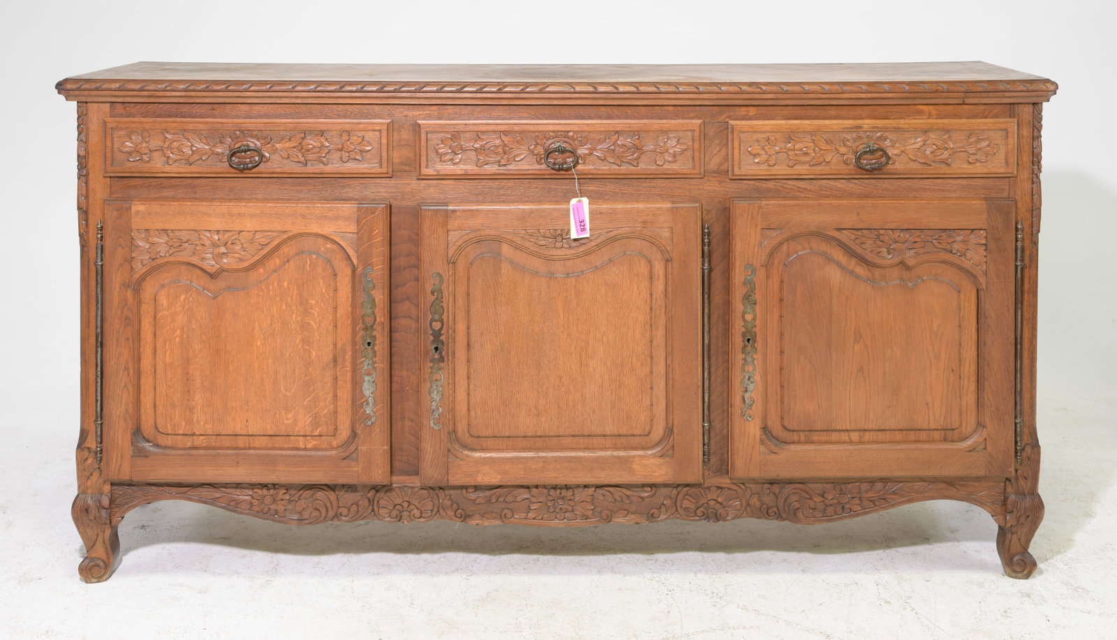 Louis XV Style Oak Paquet Top Sideboard: French Louis XV Style Oak Paquet Top Sideboard / Enfilade - 40.5 in tall x 79 x 20.5