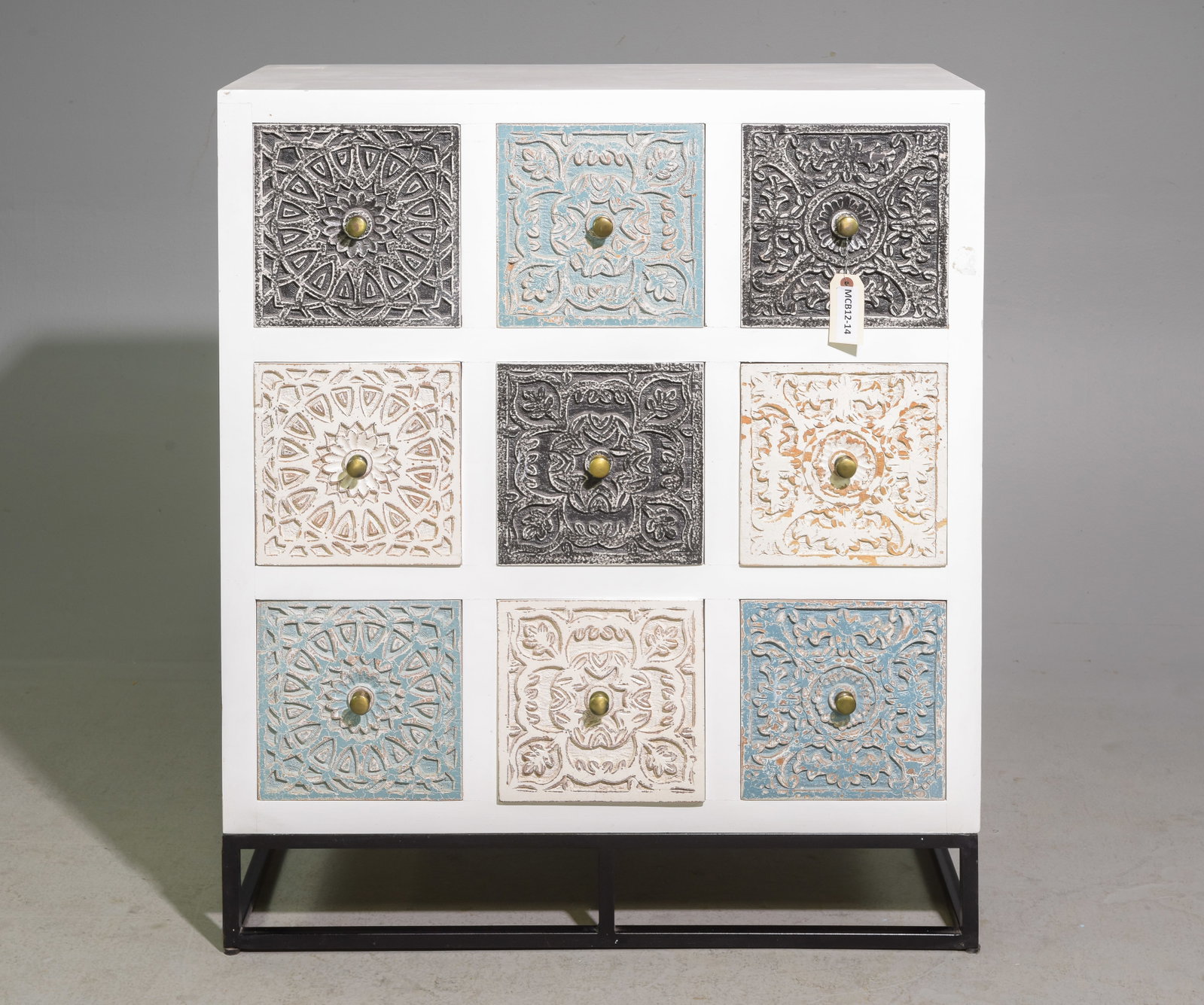 9 Drawer Painted Modernist Chest: 9 Drawer Painted Modernist Chest - 41.5 in tall x 35.5 x 17