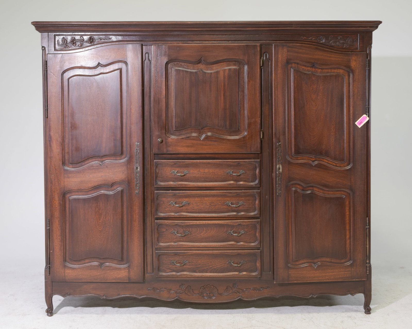 Louis XV Style Oak Robe with Four Central Drawers: Louis XV Style Oak Robe with Four Central Drawers - 71 in tall x 82.5 x 24.5