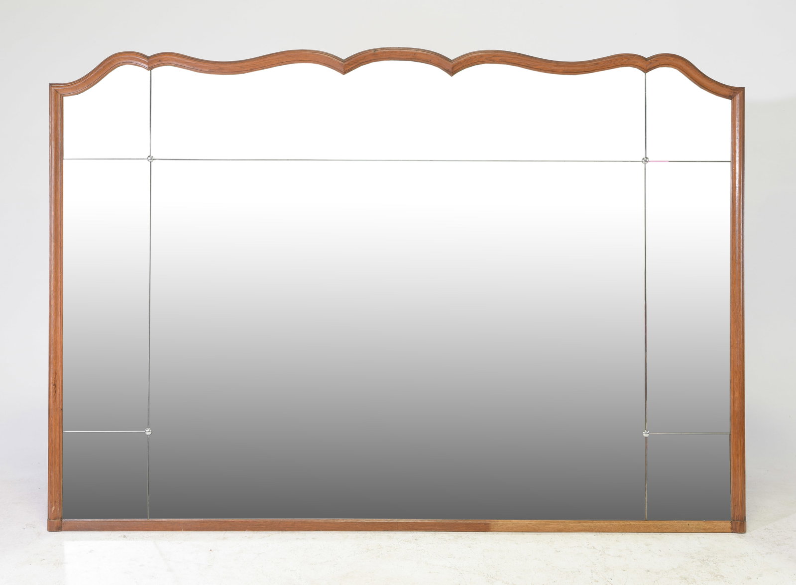 Louis XV Style Large Oak Framed Mirror: French Louis XV Style Large Oak Framed Mirror - 66 in tall x 97 x 2