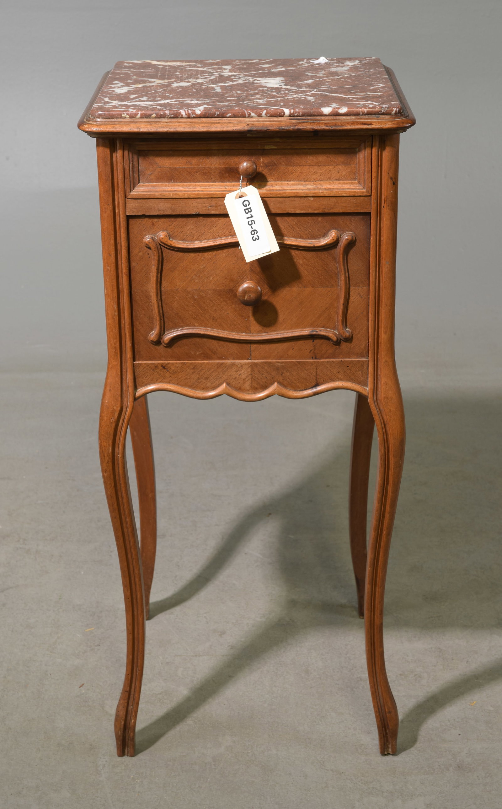 Louis XVI Style Inset Marble Top Nightstand (1 of 5)