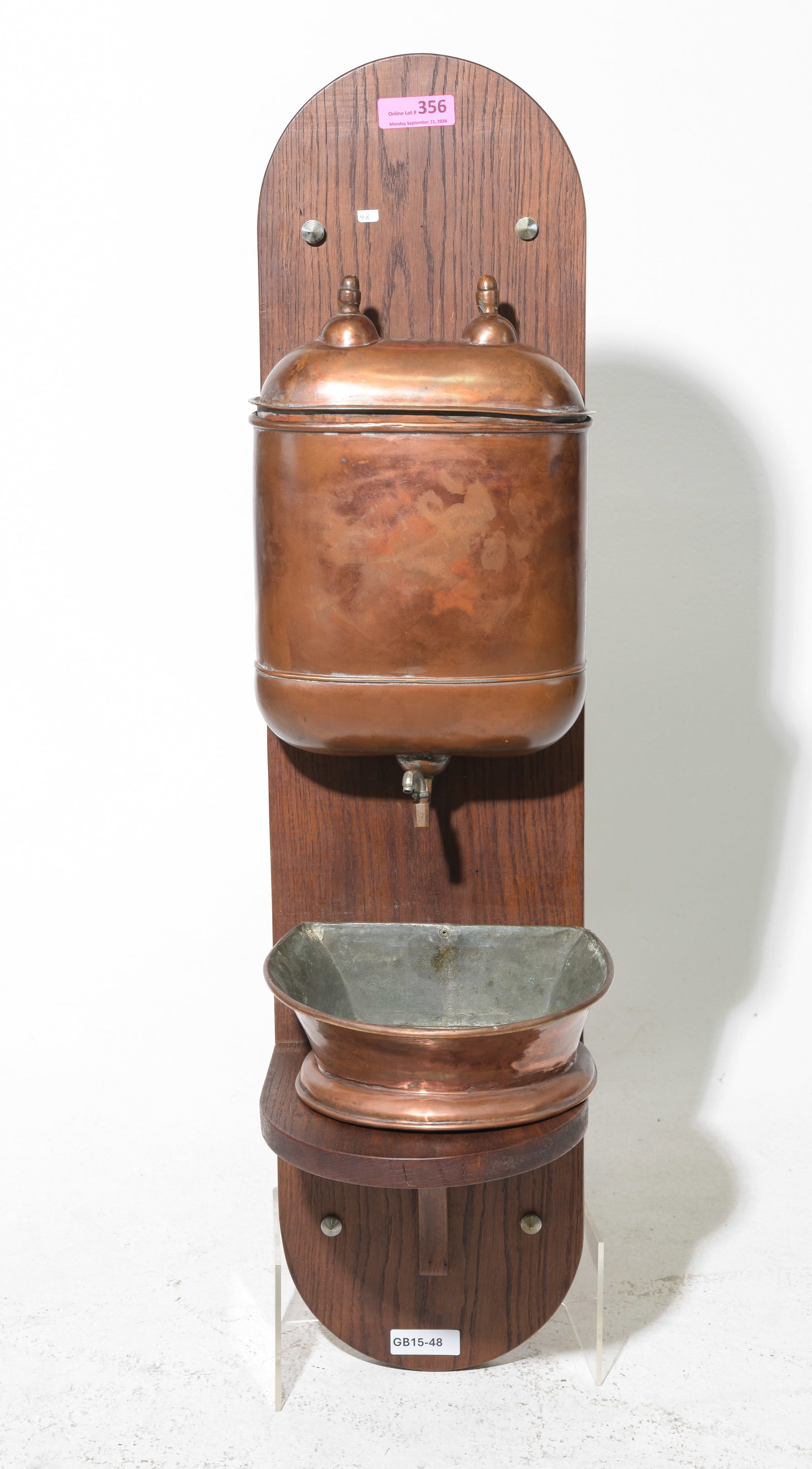 French Copper Lavabo / Water Font on Oak Board (1 of 4)