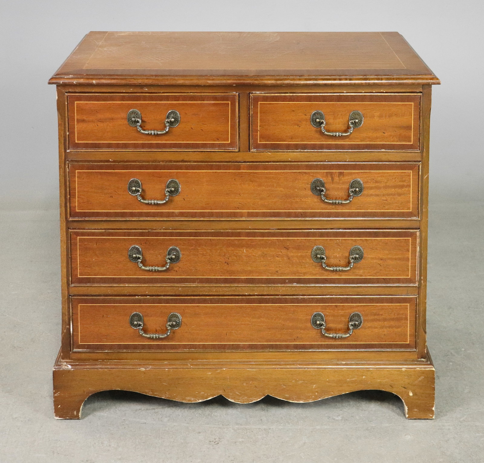 Louis XVI Style Cherry 3 Drawers Chest: French Louis XVI Style Cherry 3 Drawers Chest - 32.5 in tall x 44 x 20