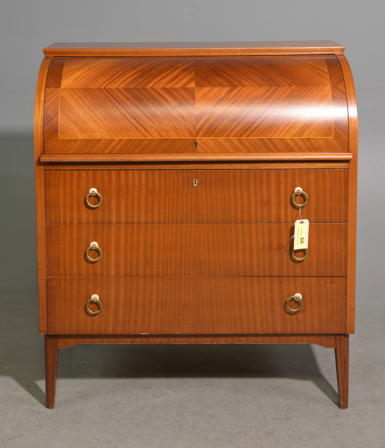 Swedish Cylinder Roll Top Desk with Pull Out Surface #1: Scandinavian Cylinder Roll Top Desk with Pull Out Surface - 39 in tall x 34 x 17.25