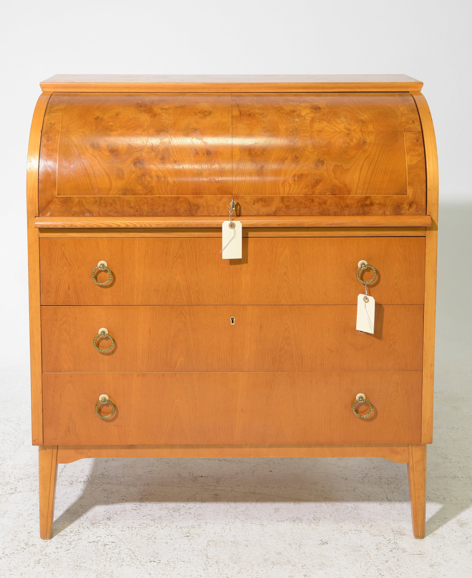 Swedish Cylinder Roll Top Desk with Pull Out Surface #2: Scandinavian Cylinder Roll Top Desk with Pull Out Surface - 38.5 in tall x 34 x 17.25