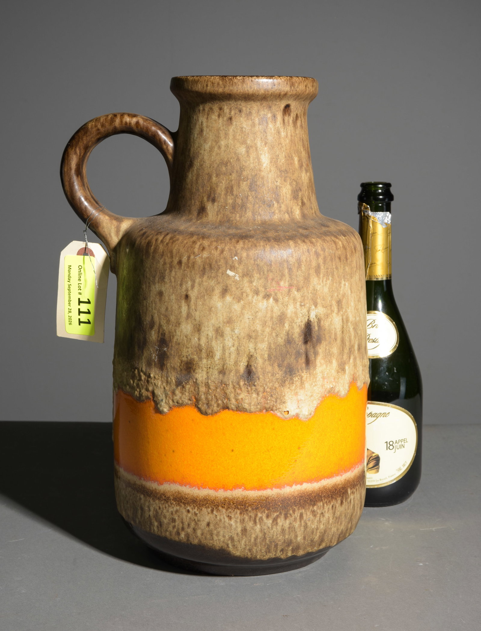 West German Large Pottery Vase #1: West German Large Pottery Vase - 15.75 in tall x 10 x 8