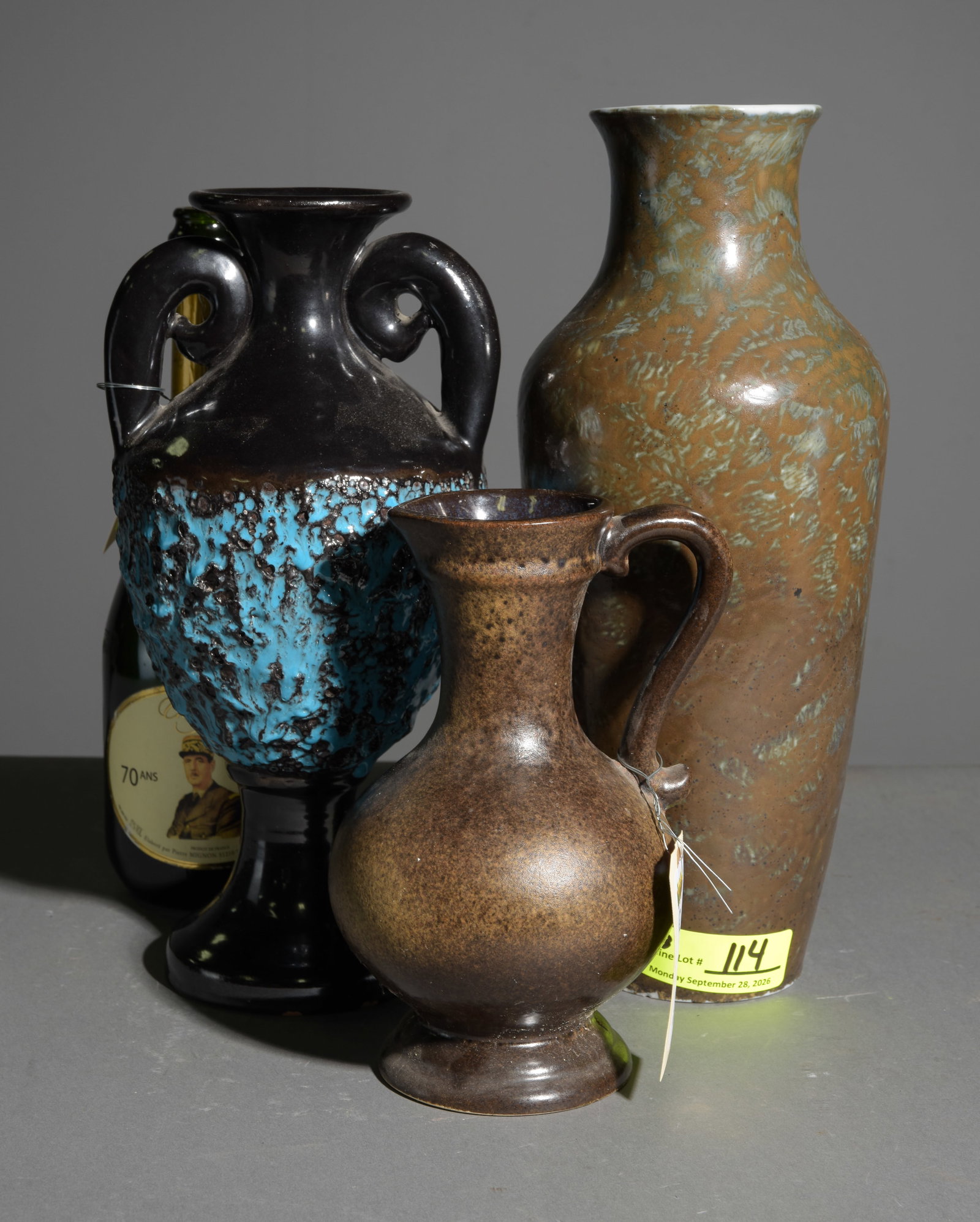 3 Assorted Hungarian Pottery Vases #2: 3 Assorted Hungarian Pottery Vases - 13.5 in tall x 5.5 inch diameter, 12.25 in tall x 6 x 5.25 and 8.25 in tall x 5.5 x 5