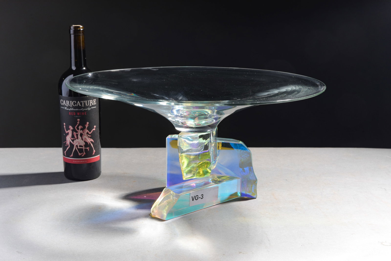 Steven Maslach Optical Glass Dichroic Bowl: Steven Maslach Optical Glass Dichroic Bowl / Centerpiece - 8.5 in tall x 17 inch diameter